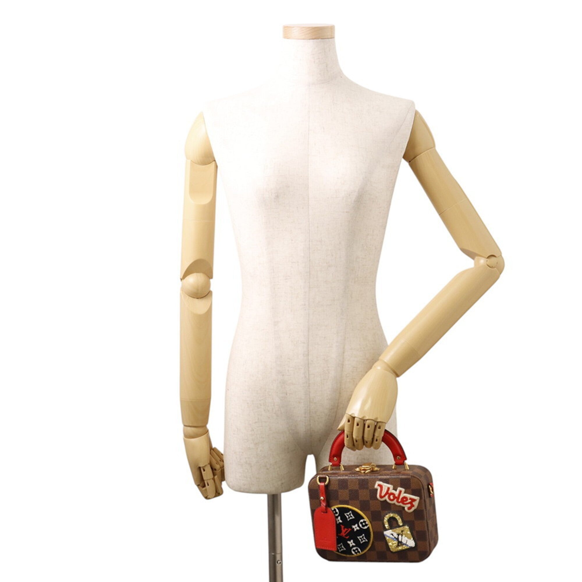Louis Vuitton Brown Red Color Damier Canvas Handbag (Pre-Owned)