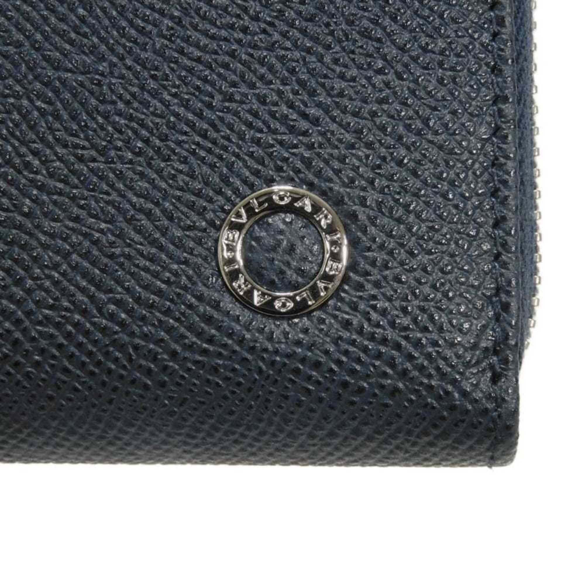 Bvlgari Blue Leather Long Wallet (Bi-Fold) (Pre-Owned)