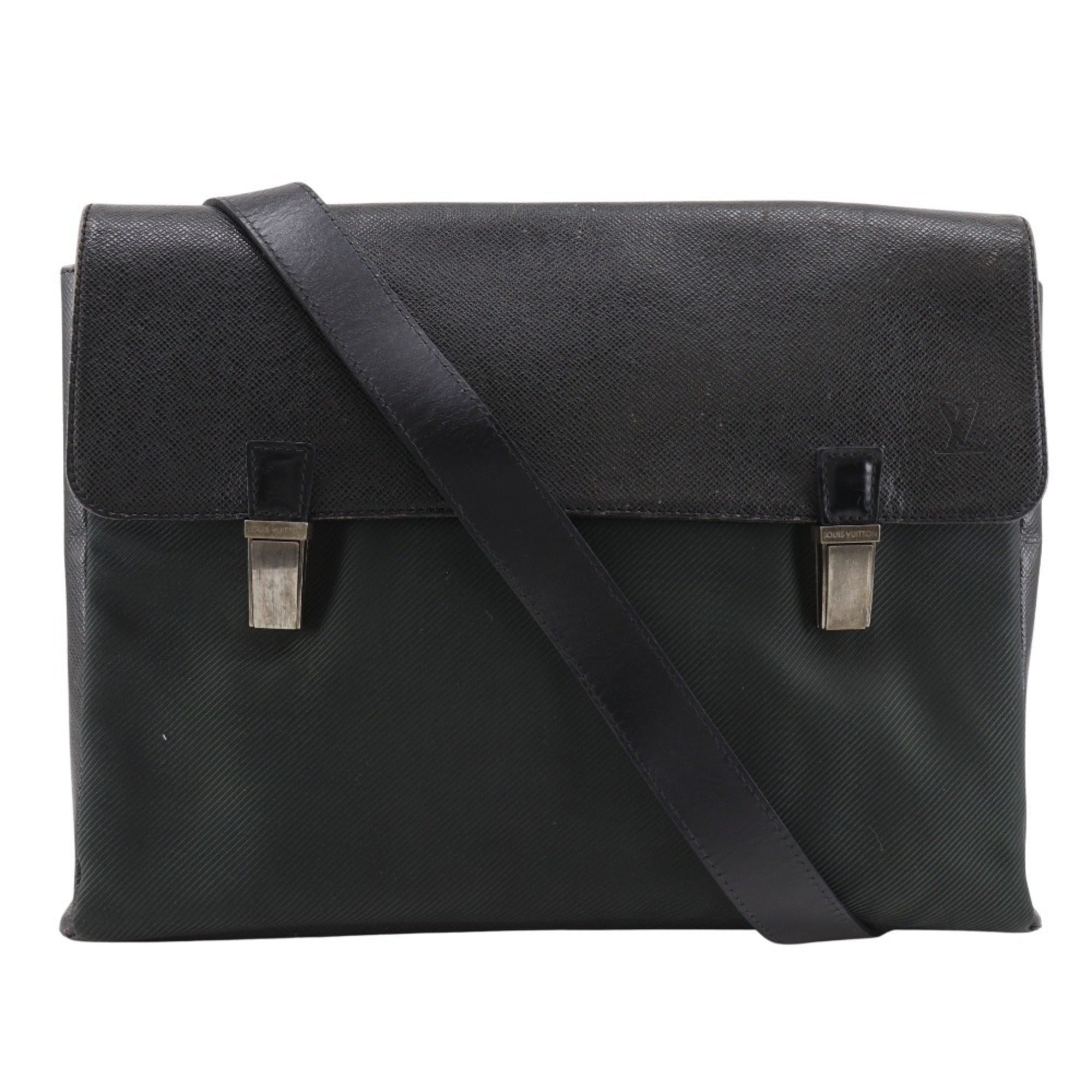 Louis Vuitton Black Noir Taiga Leather Shoulder Bag (Pre-Owned)