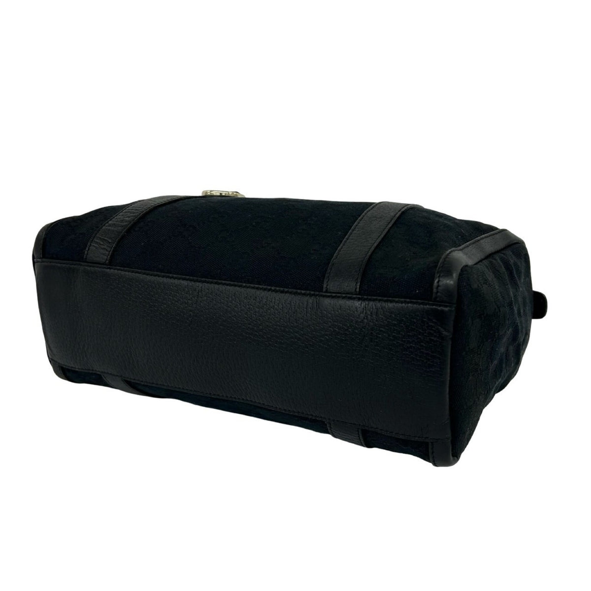 Gucci Black Canvas Leather Boston Bag Handbag (Pre-Owned)