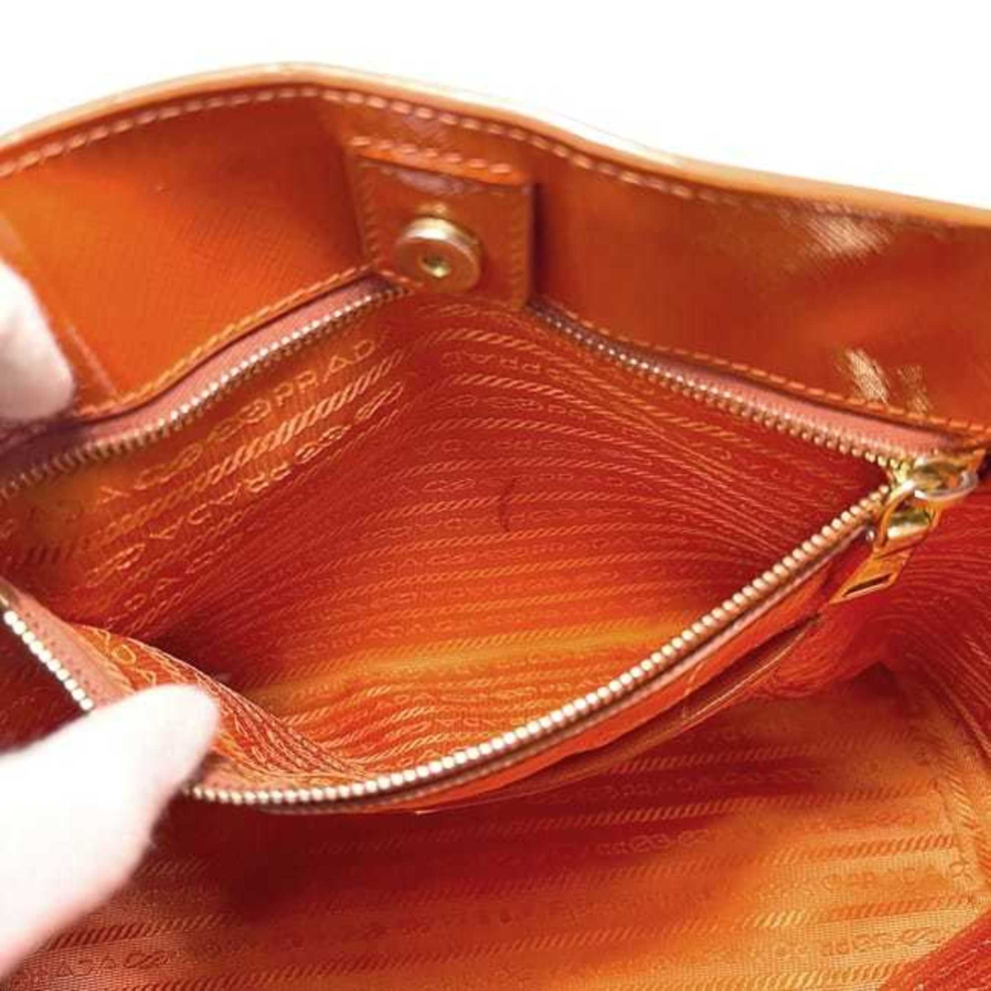 Prada Orange Patent Leather Leather Handbag Tote Bag (Pre-Owned)
