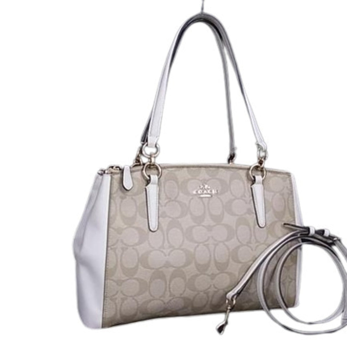 Coach Beige Ivory Pvc Leather Handbag Shoulder Bag Tote Bag (Pre-Owned)