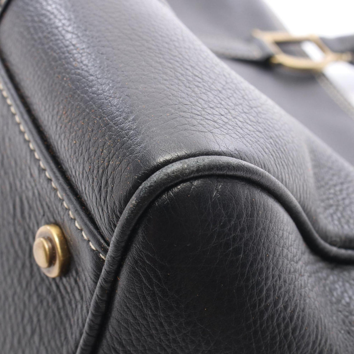 Christian Dior Black Leather Boston Bag Handbag (Pre-Owned)