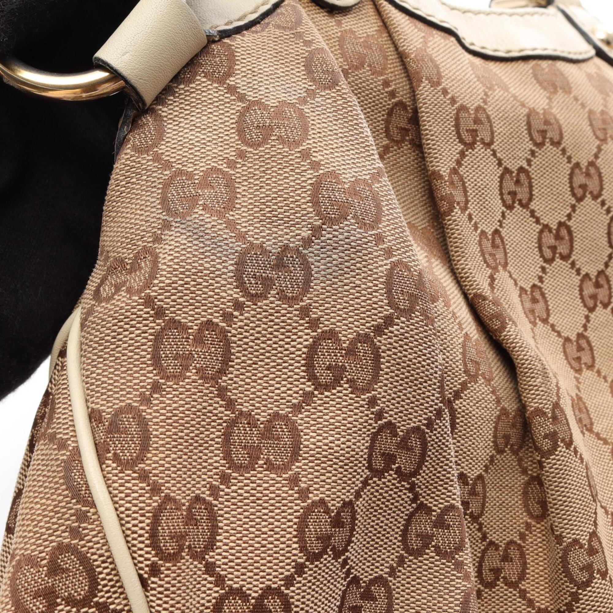 Gucci Beige Ivory Gg Canvas Handbag (Pre-Owned)