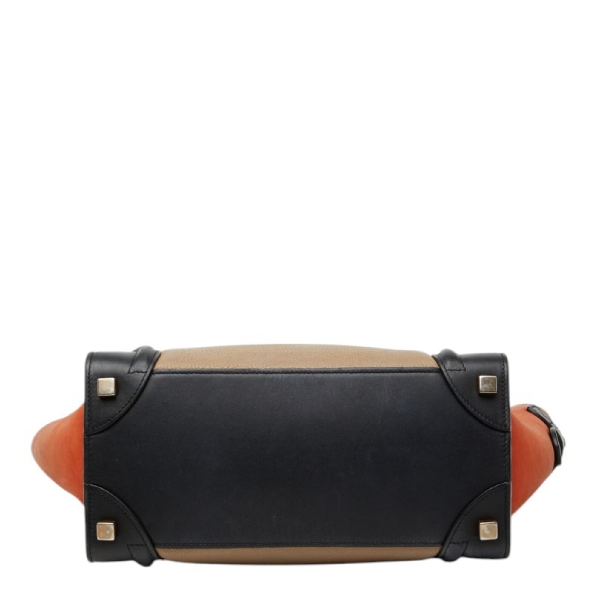 Celine Beige Black Orange Leather Handbag Tote Bag (Pre-Owned)