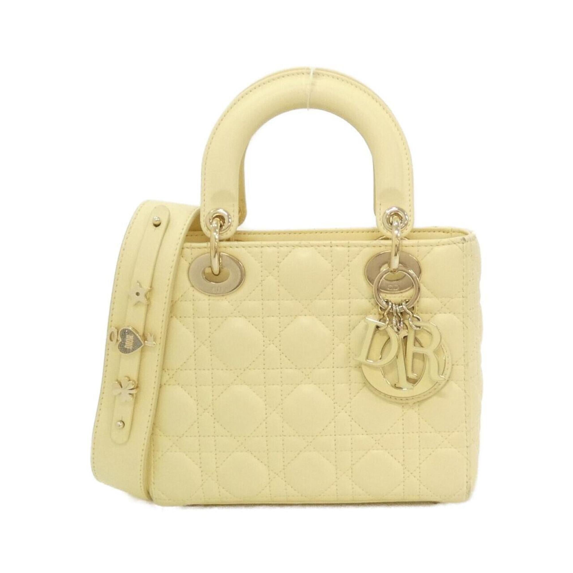 Christian Dior Lady Dior Pale Yellow Leather Handbag (Pre-Owned)