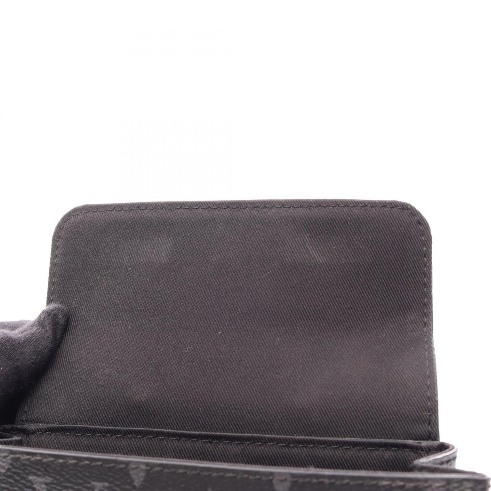 Louis Vuitton Black Coated Canvas Leather Handbag Shoulder Bag (Pre-Owned)