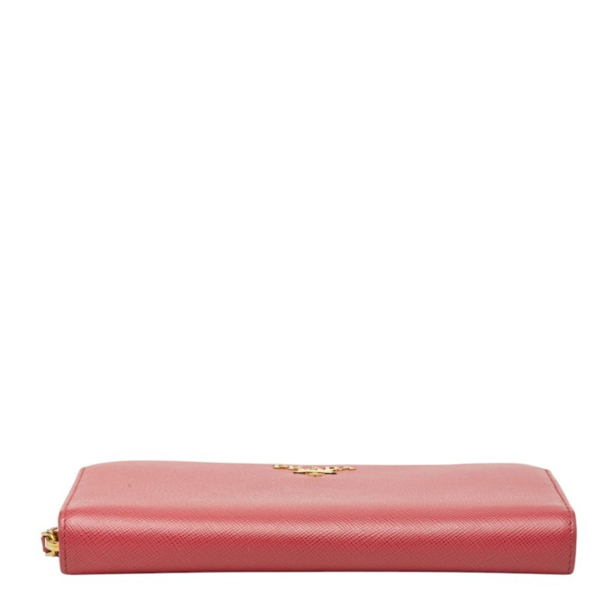 Prada Pink Leather Long Wallet (Bi-Fold) (Pre-Owned)