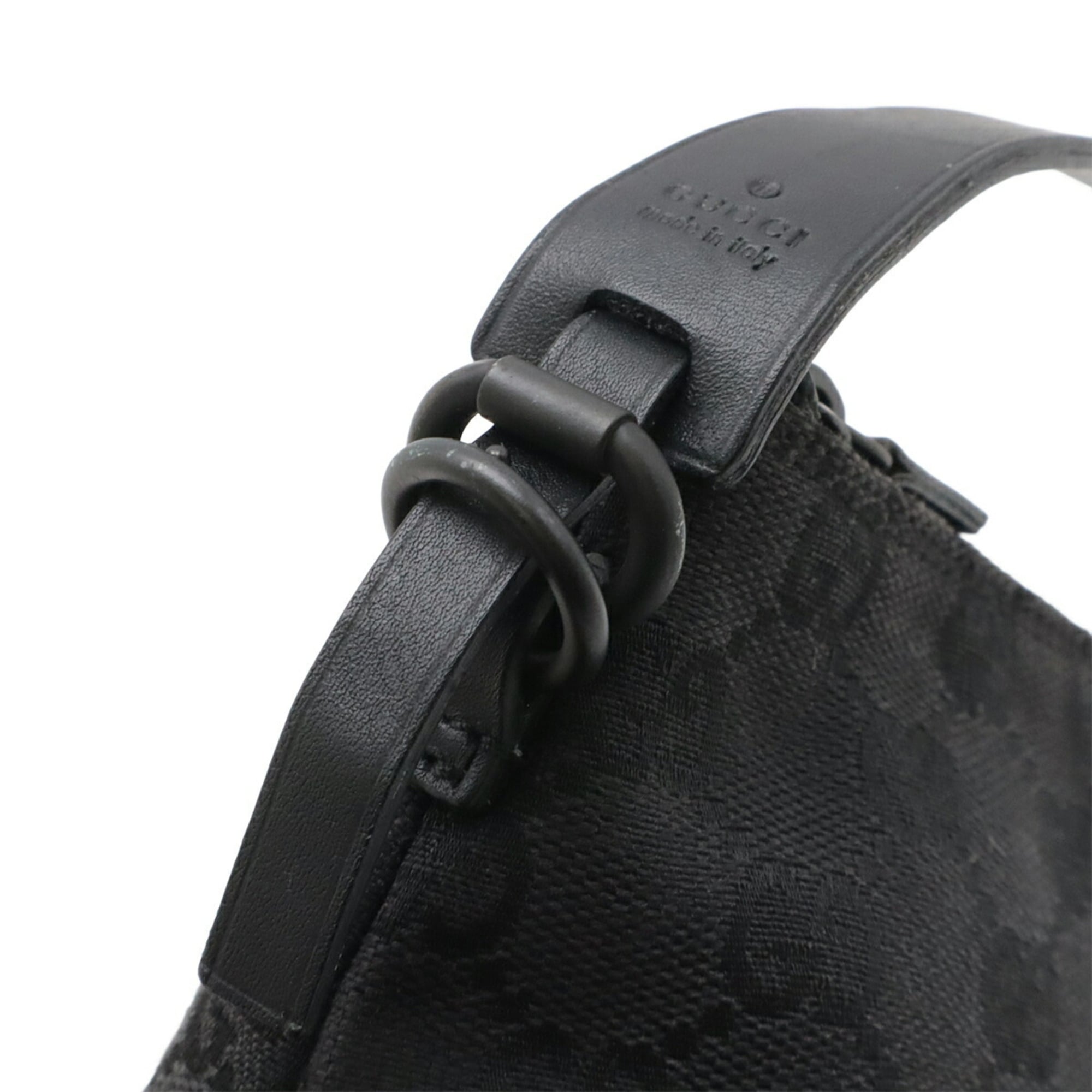 Gucci Gg Canvas Black Gg Canvas Leather Handbag (Pre-Owned)