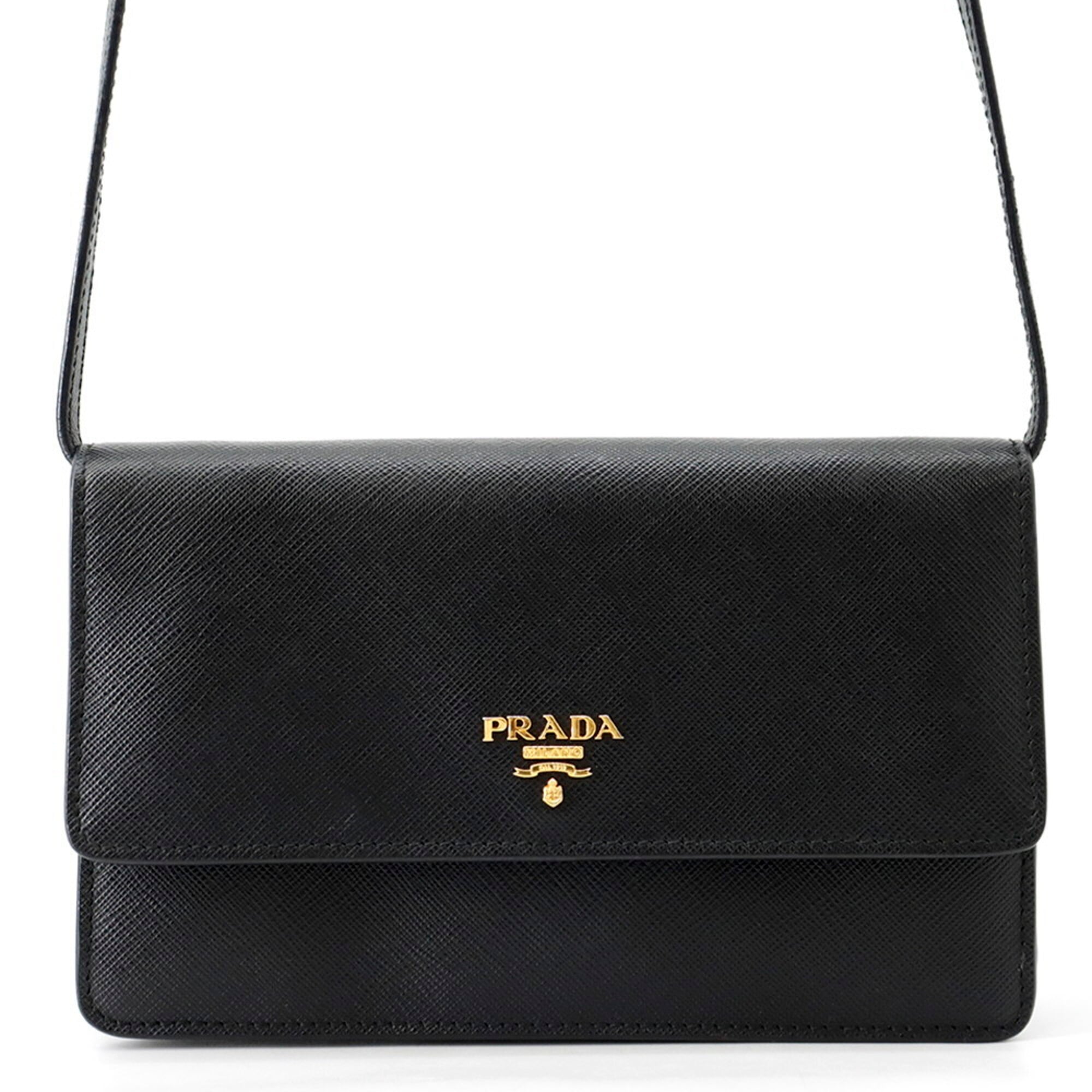 Prada Black Saffiano Chain/Shoulder Wallet (Pre-Owned)