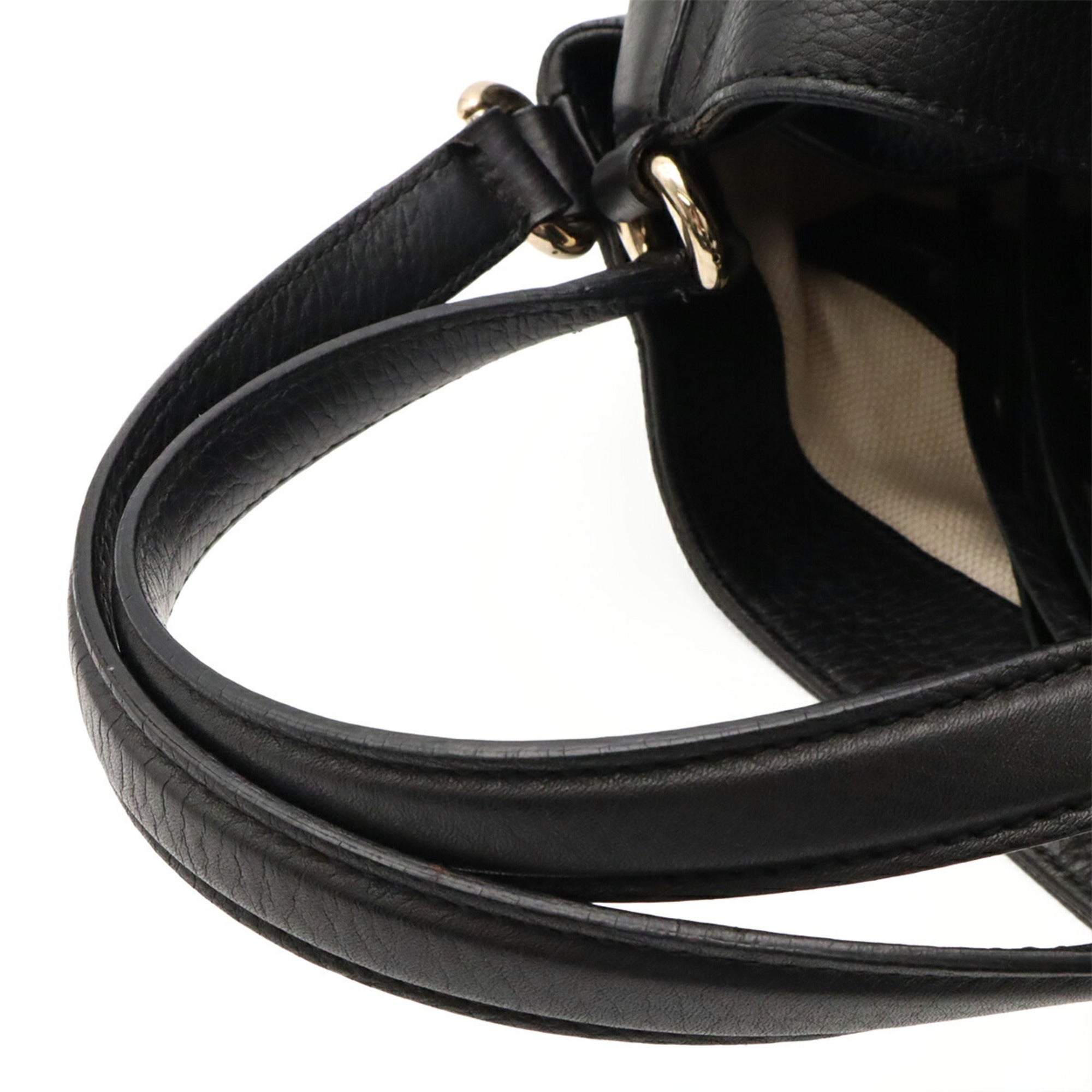 Gucci Black Leather Shoulder Bag Tote Bag (Pre-Owned)
