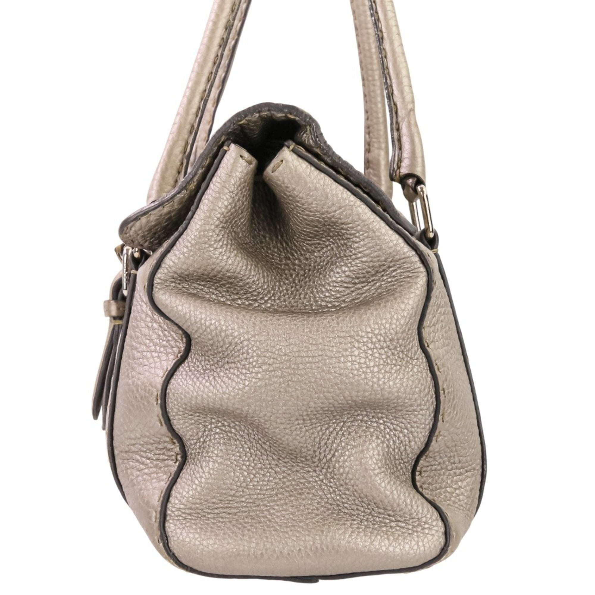 Fendi Metallic Gray Handbag Tote Bag (Pre-Owned)