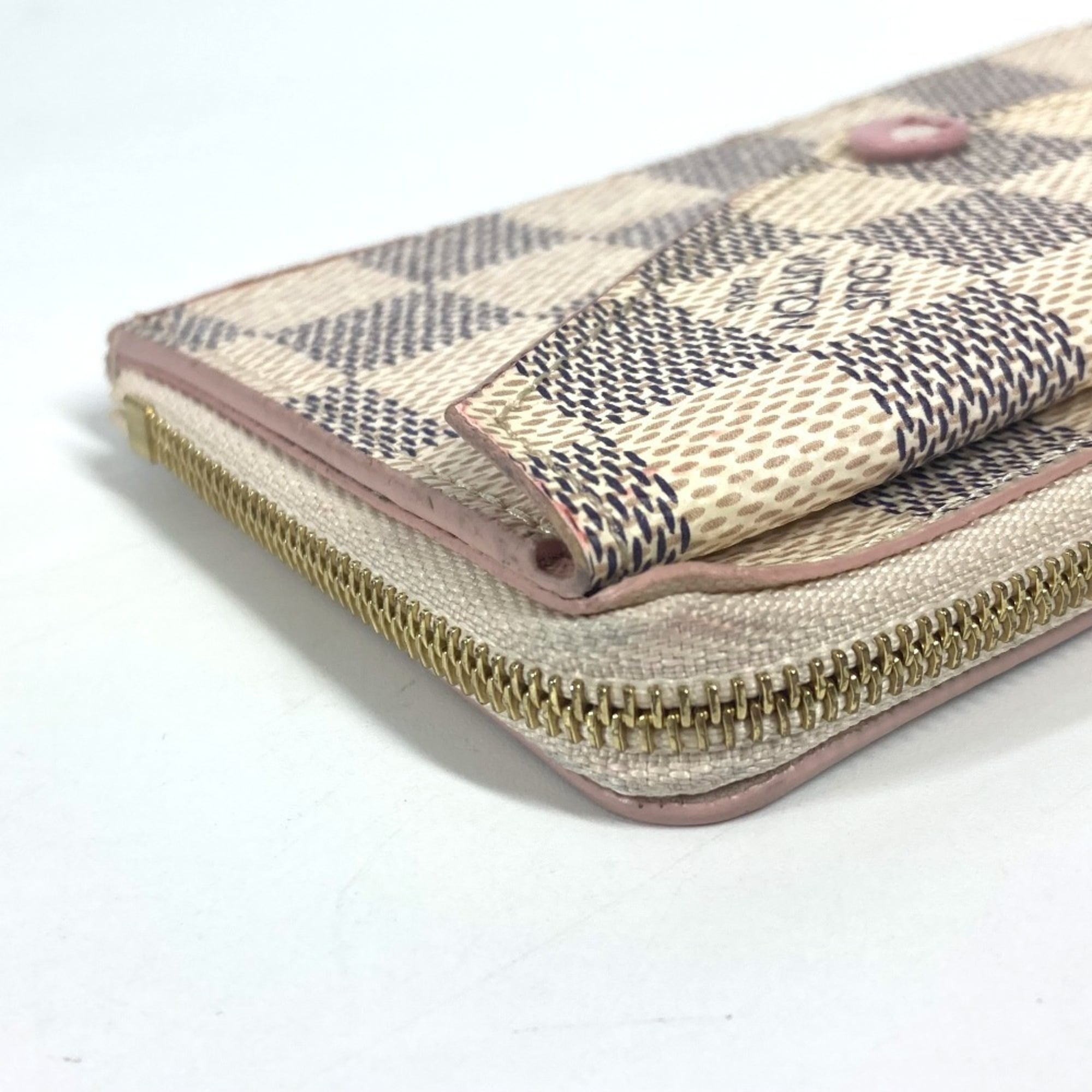 Louis Vuitton Pink White Damier Azur Coin Purse/Coin Case (Pre-Owned)