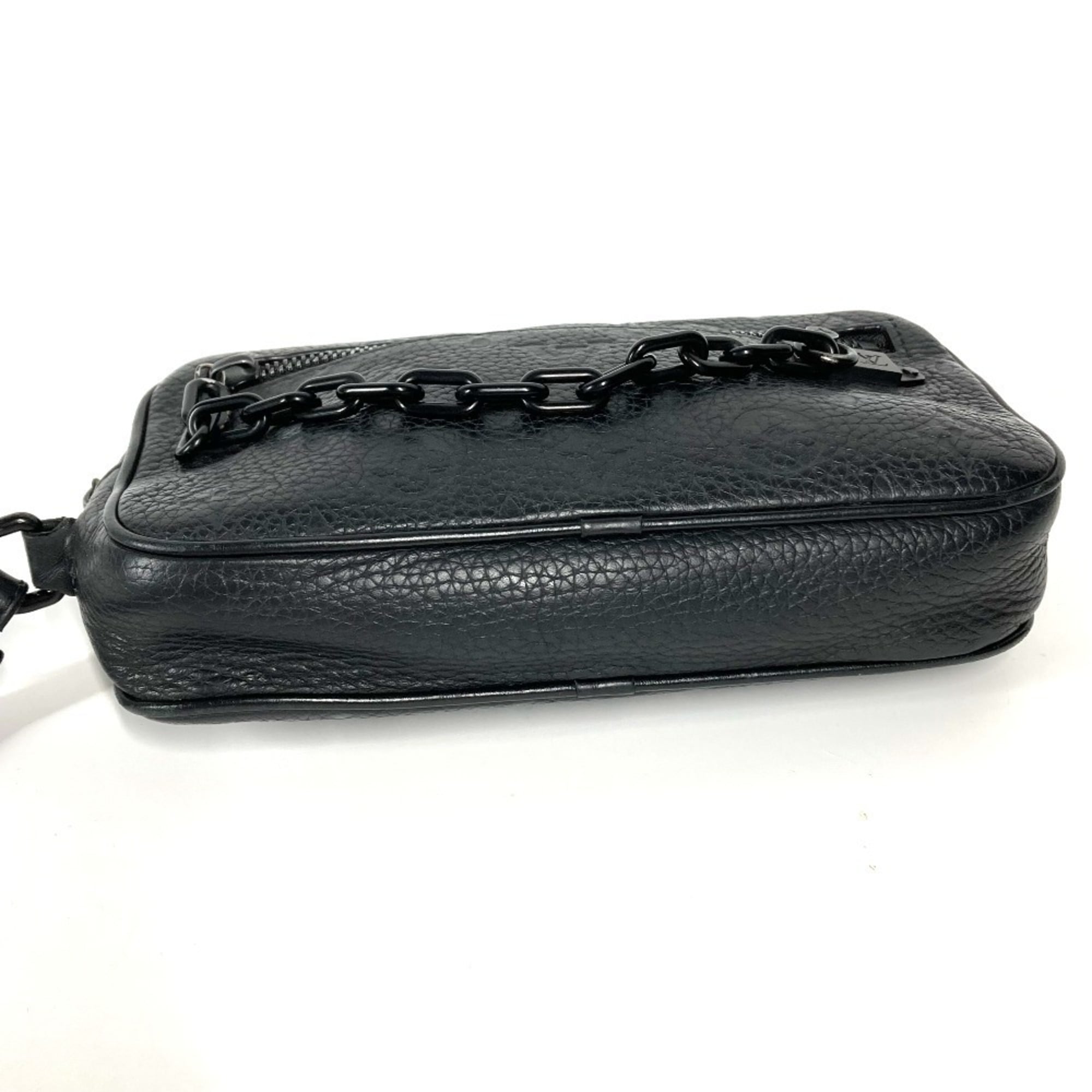 Louis Vuitton Black Noir Leather Clutch Bag Pouch (Pre-Owned)