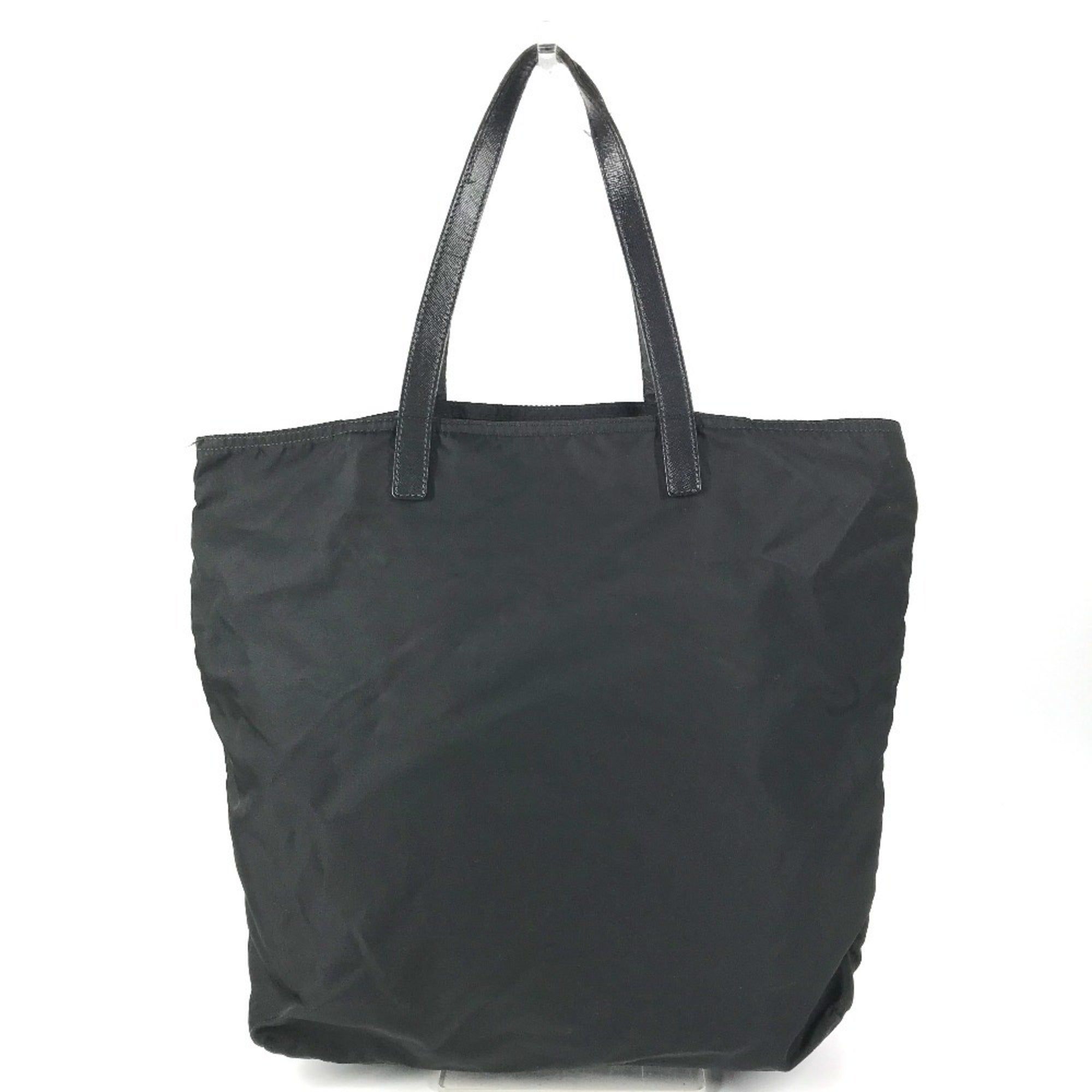 Prada Black Nylon Leather Shoulder Bag Tote Bag (Pre-Owned)