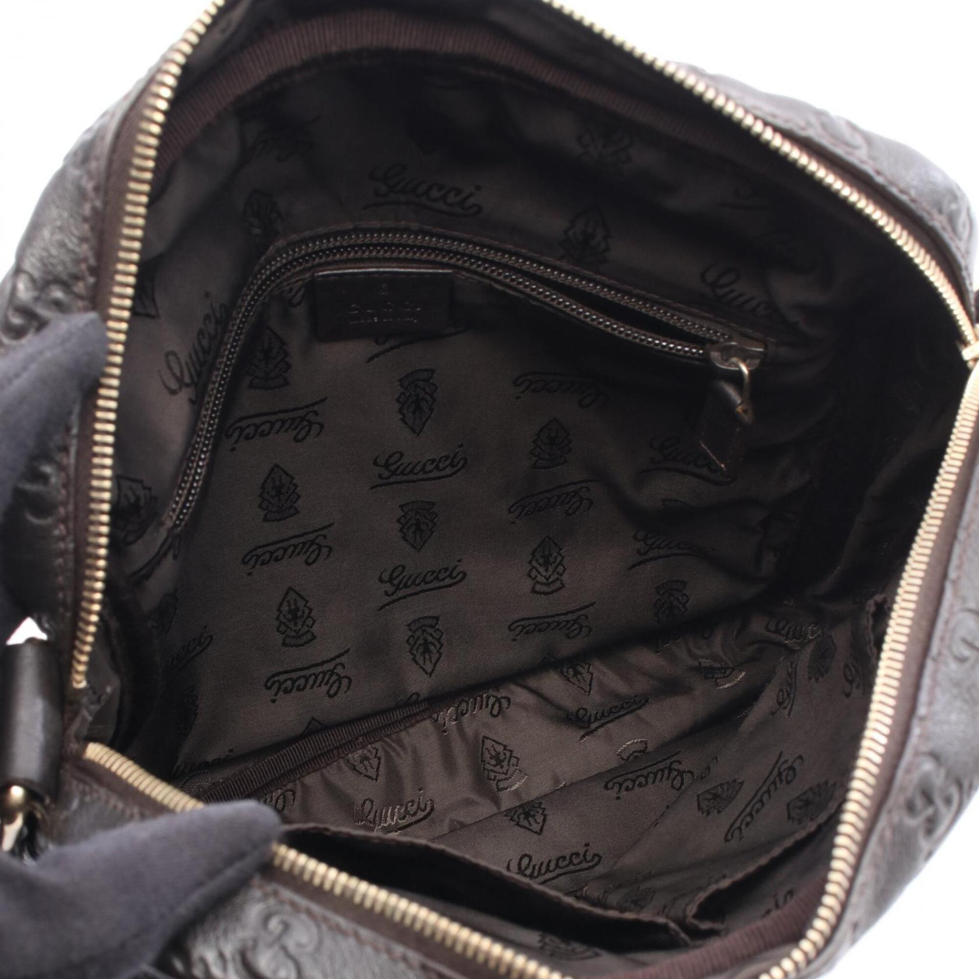Gucci Brown Leather Handbag Shoulder Bag (Pre-Owned)