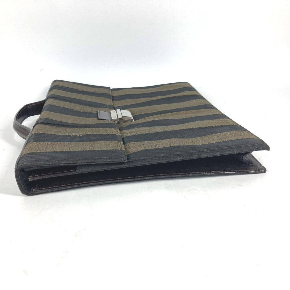 Fendi Black Brown Nylon Leather Briefcase Handbag Tote Bag (Pre-Owned)