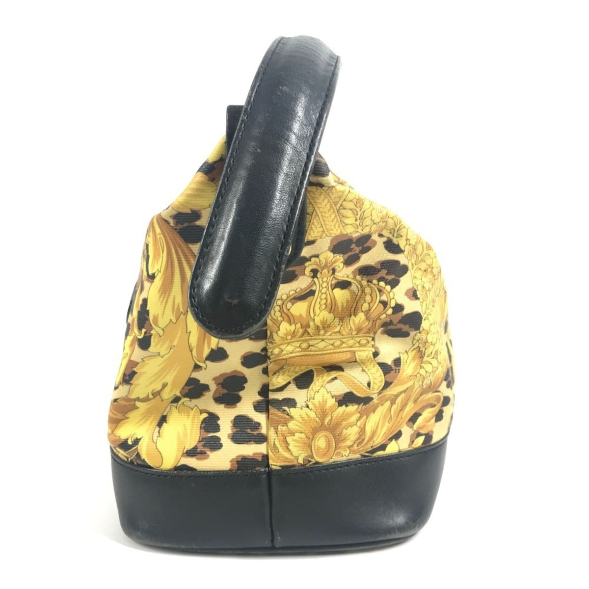 Versace Black Yellow Pvc Leather Handbag Pouch Vanity Bag (Pre-Owned)