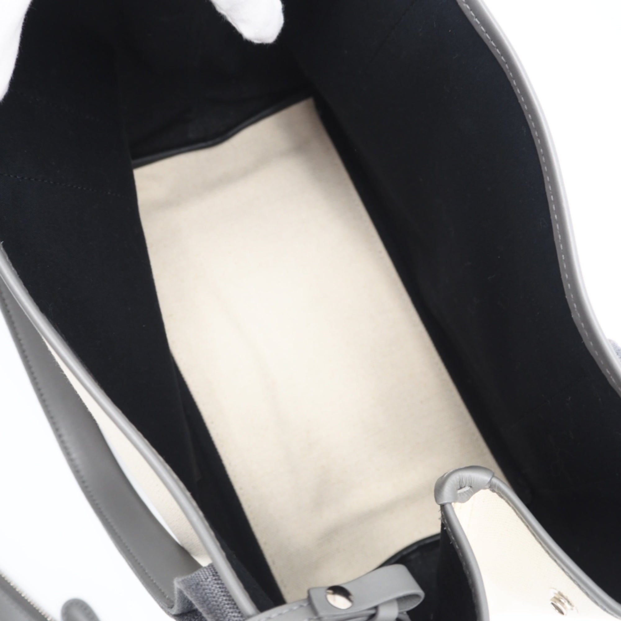 Balenciaga Gray Canvas Leather Pouch Tote Bag (Pre-Owned)
