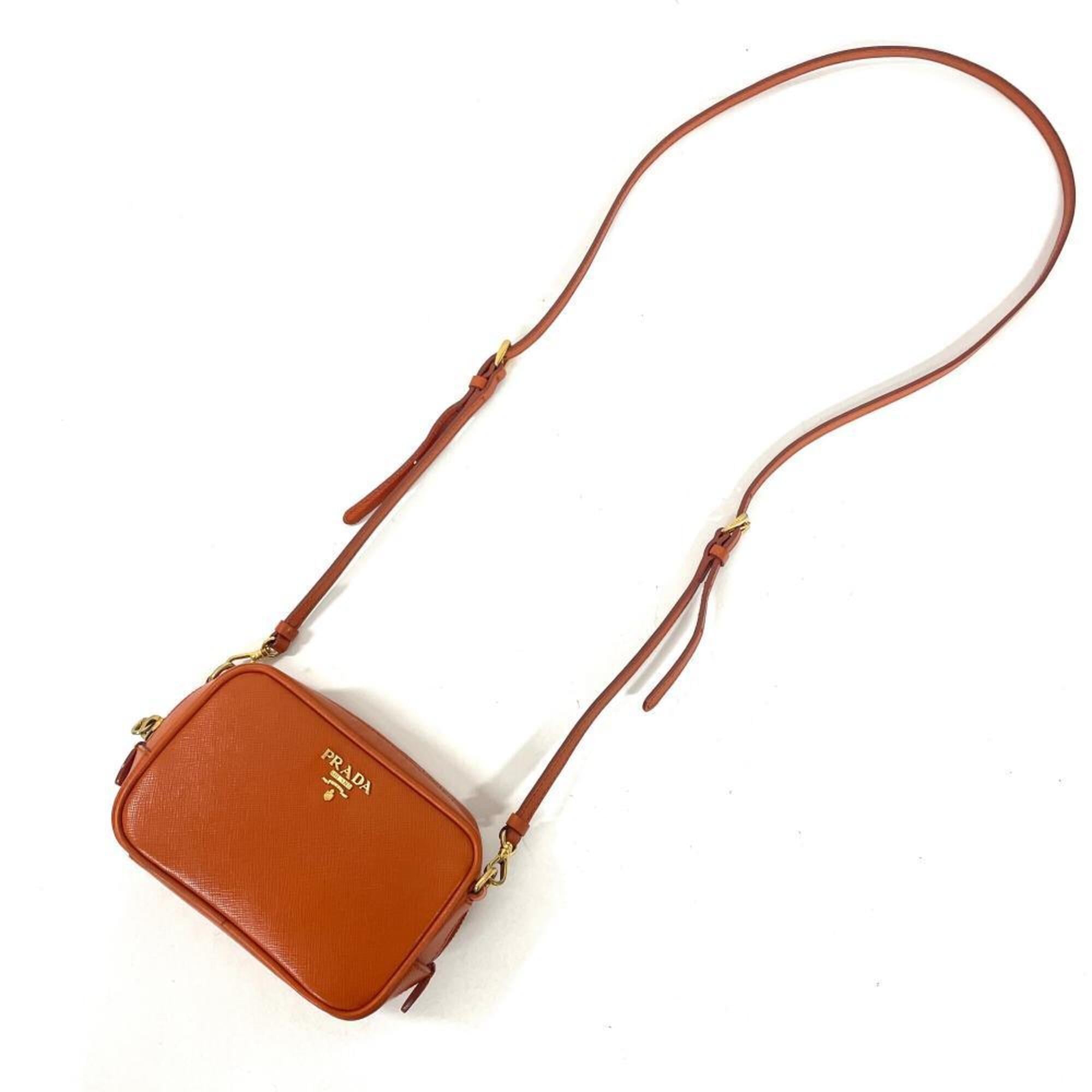 Prada Orange Saffiano Triangle Shoulder Bag (Pre-Owned)