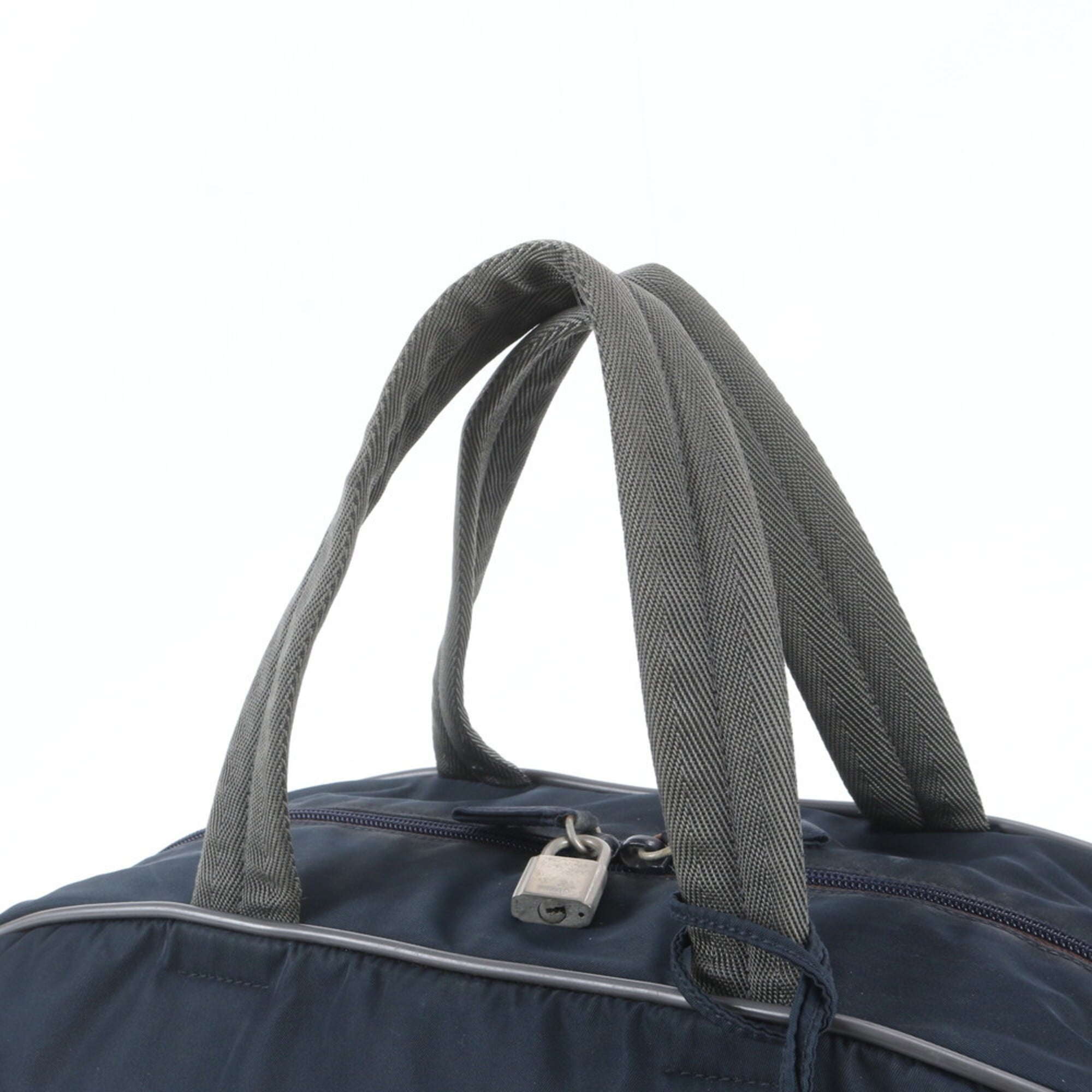 Pradasports Gray Navy Boston Bag Tote Bag (Pre-Owned)
