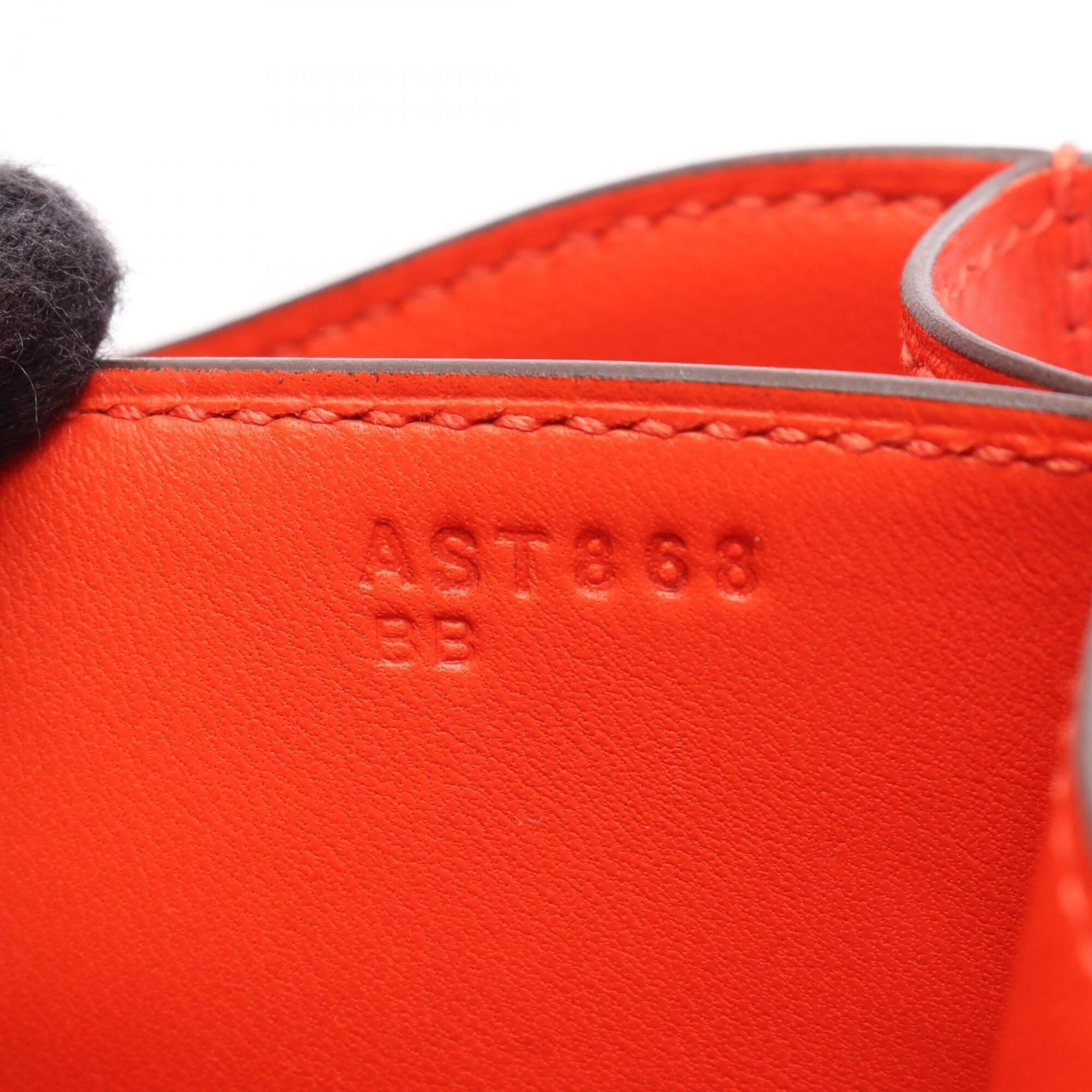 Hermes Red Color Tadelakt Leather Handbag Shoulder Bag (Pre-Owned)