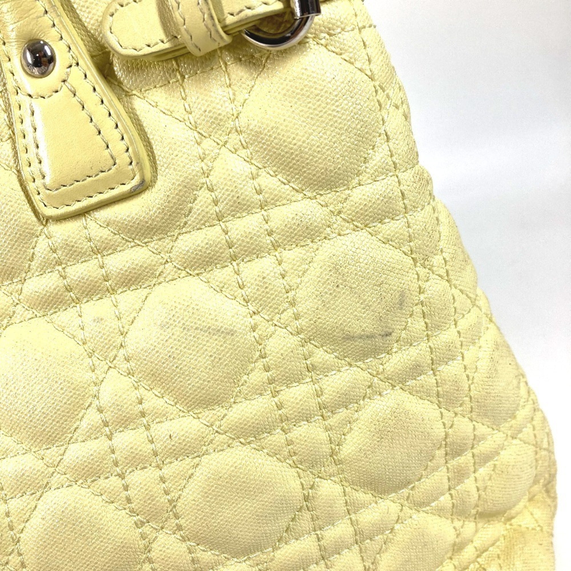 Christian Dior Yellow Leather Coated Canvas Shoulder Bag Tote Bag (Pre-Owned)