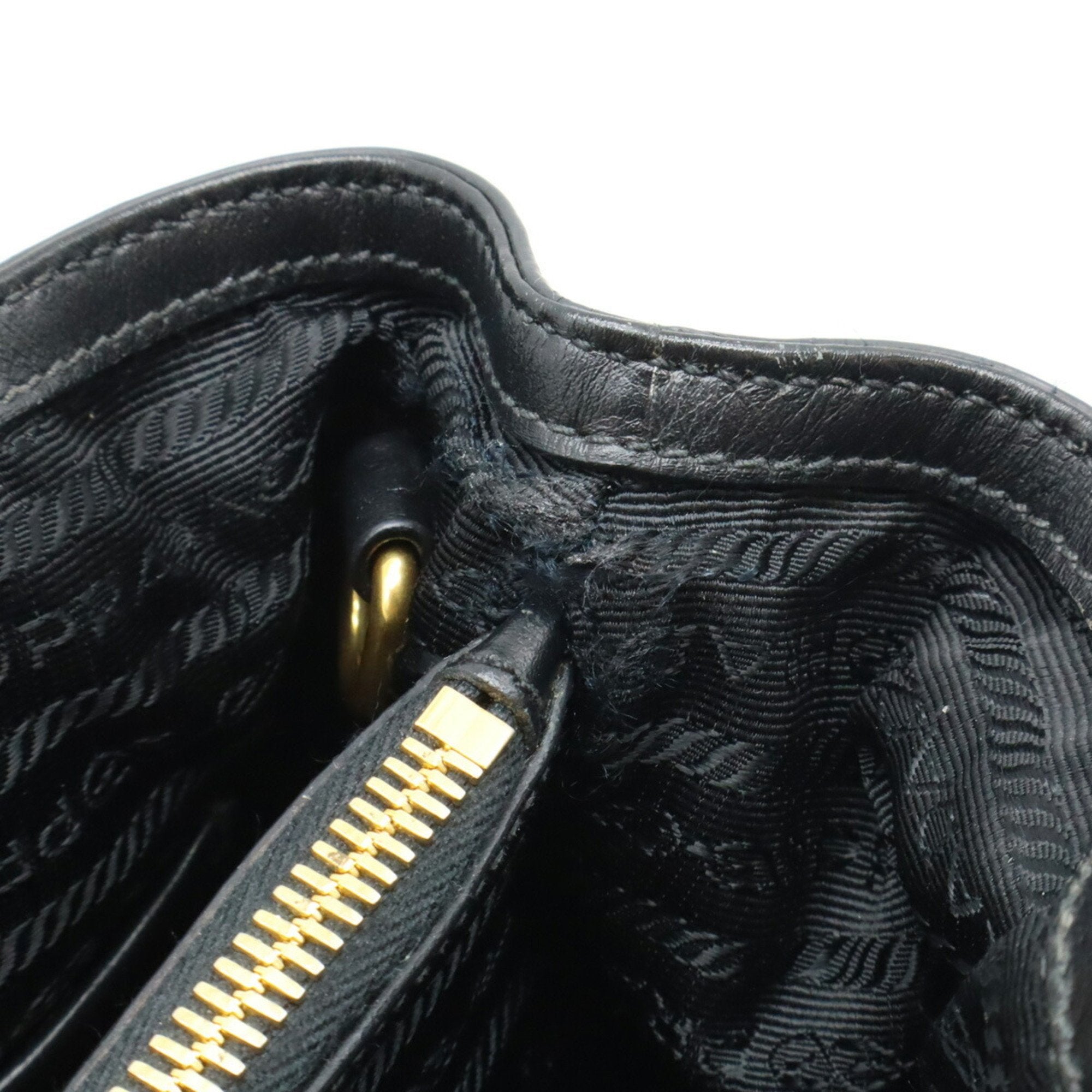 Prada Black Nero Nylon Leather Handbag Shoulder Bag (Pre-Owned)
