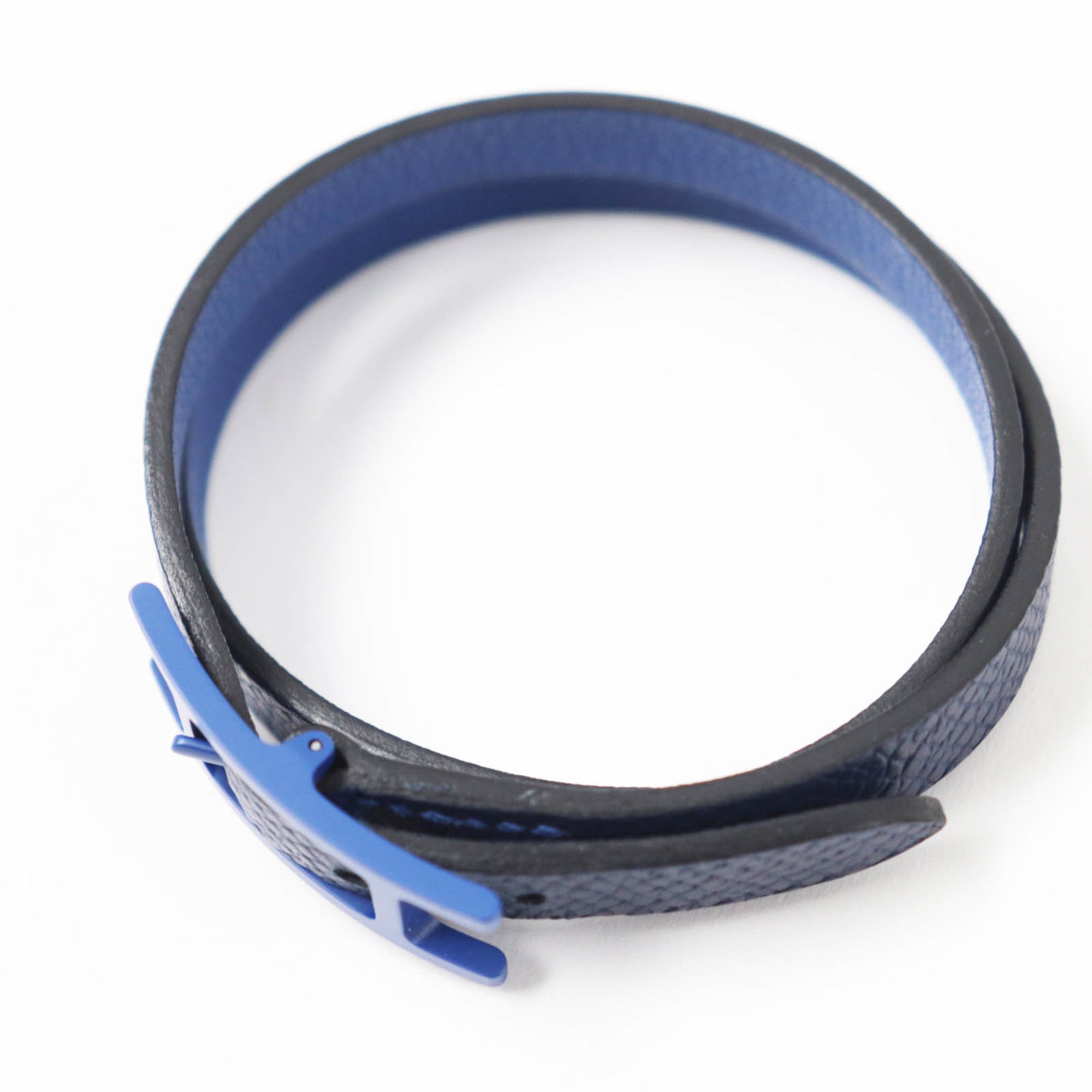 Hermes Blue Navy Leather Charm Bracelet (Pre-Owned)