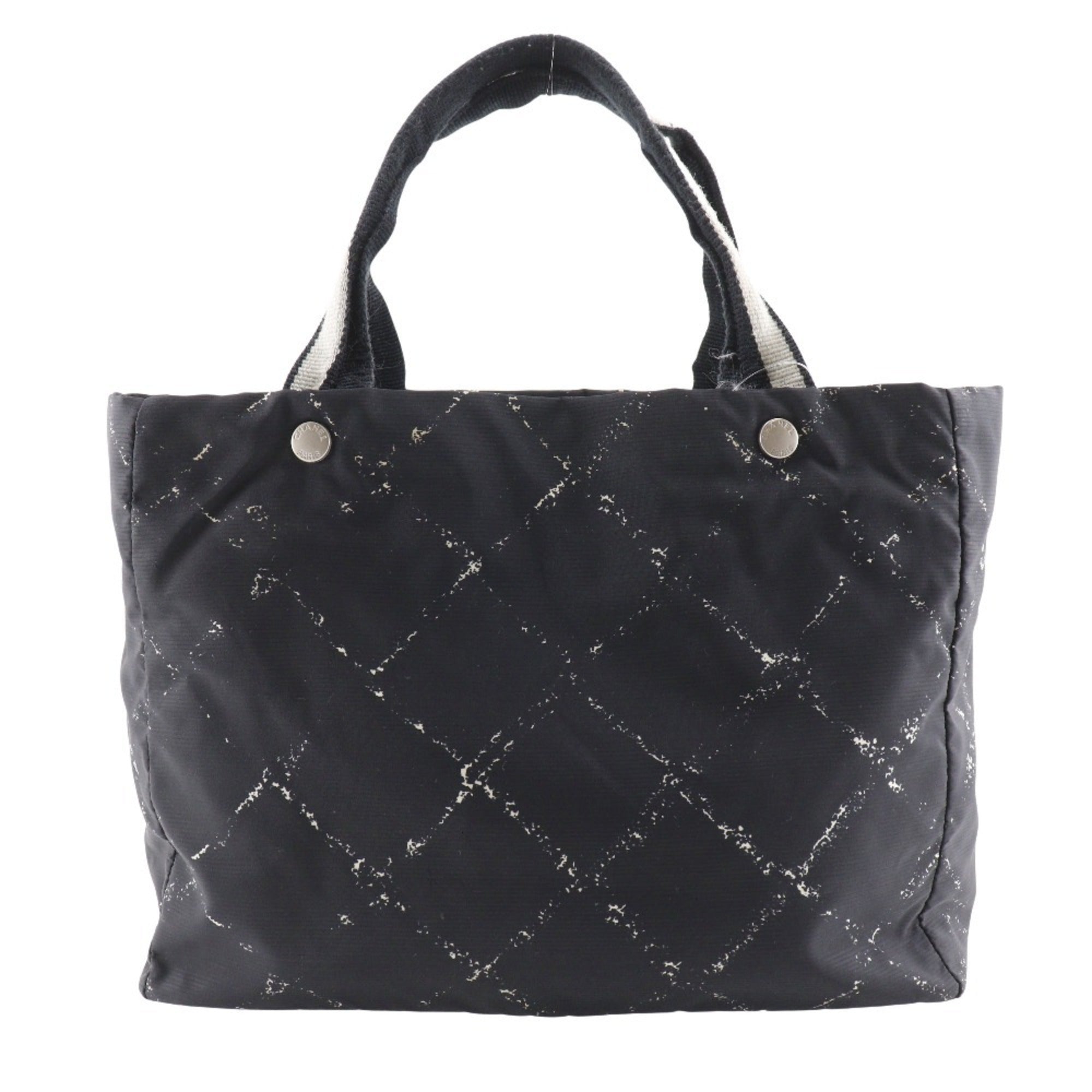 Chanel Travel Line Black Nylon Canvas Tote Bag Weekend Bag (Pre-Owned)