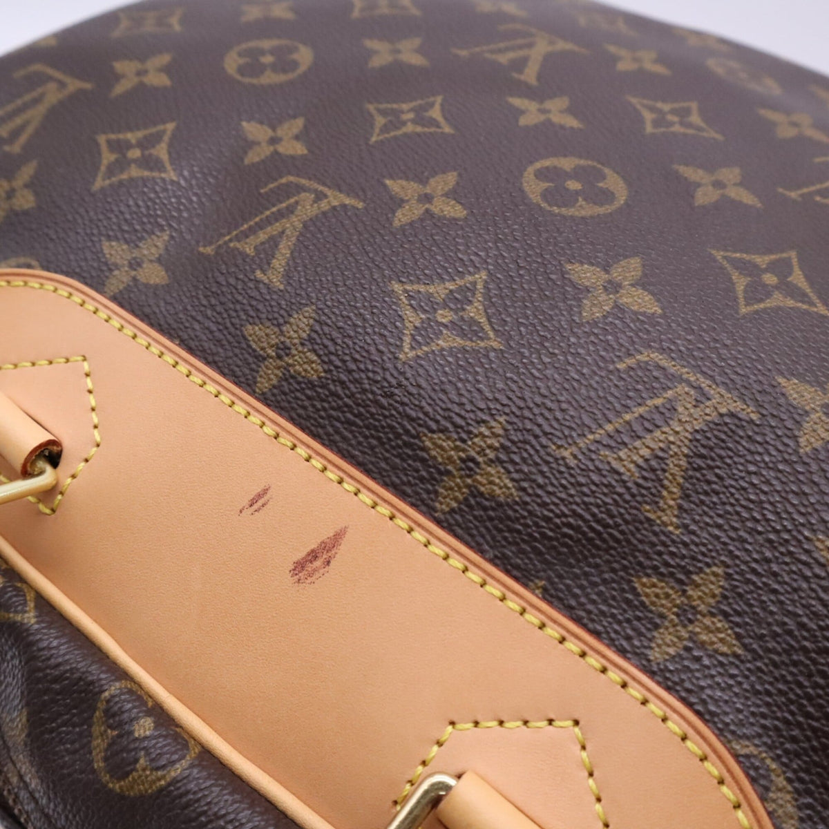 Louis Vuitton Beige Brown Coated Canvas Leather Handbag (Pre-Owned)