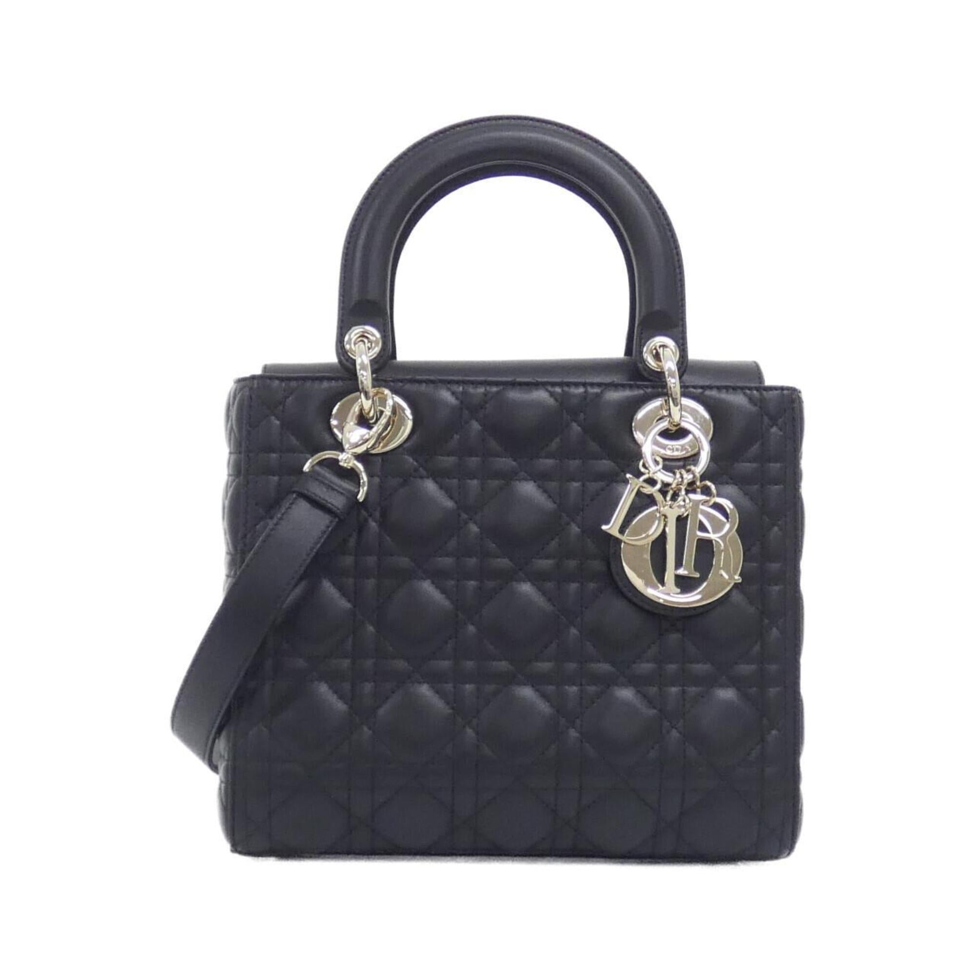 Christian Dior Lady Dior Black Leather Handbag (Pre-Owned)