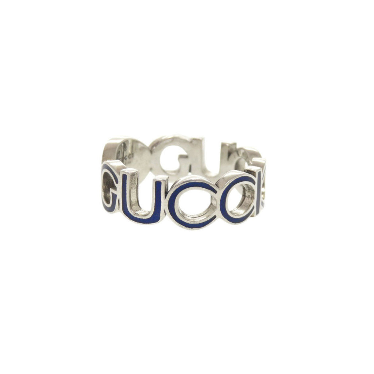Gucci Silver Blue Silver 925 Band Ring (Pre-Owned)