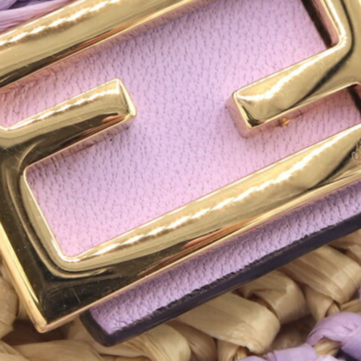 Fendi Raffia Leather Metal Pochette Pouch (Pre-Owned)