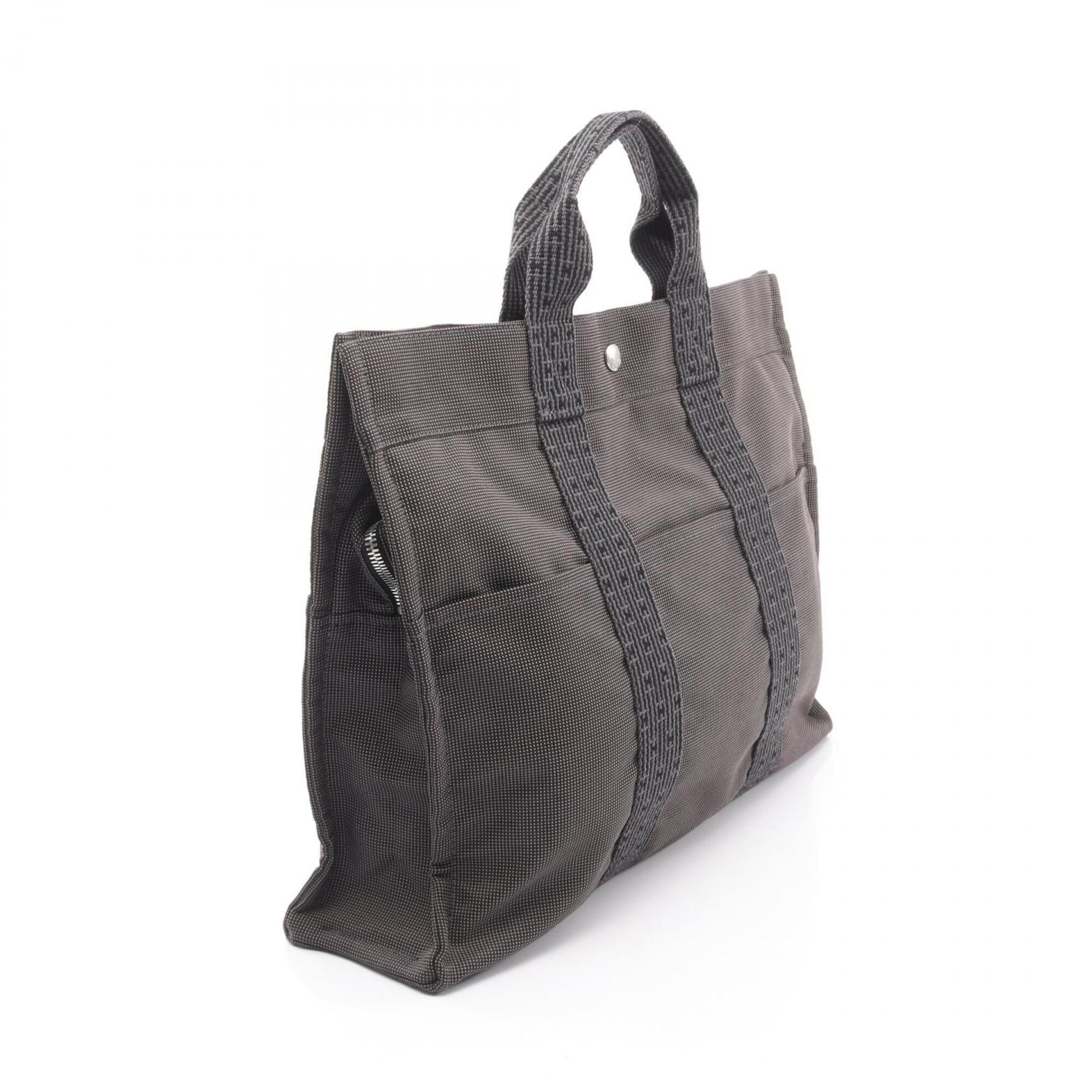 Hermes Gray Nylon Canvas Handbag Tote Bag (Pre-Owned)