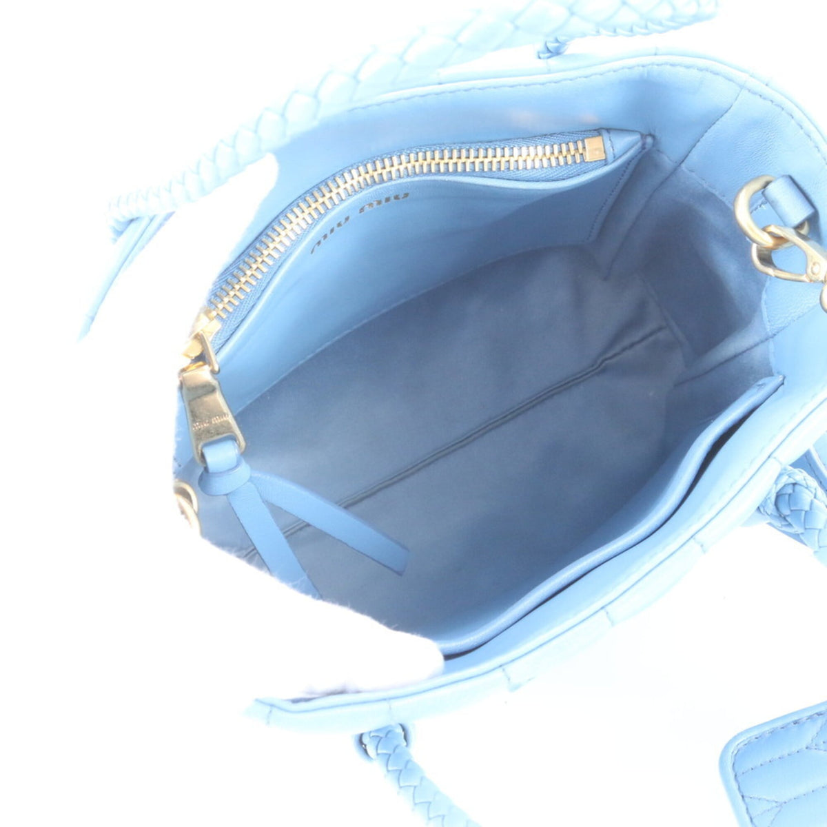 Miu Miu Blue Leather Handbag Shoulder Bag Tote Bag (Pre-Owned)