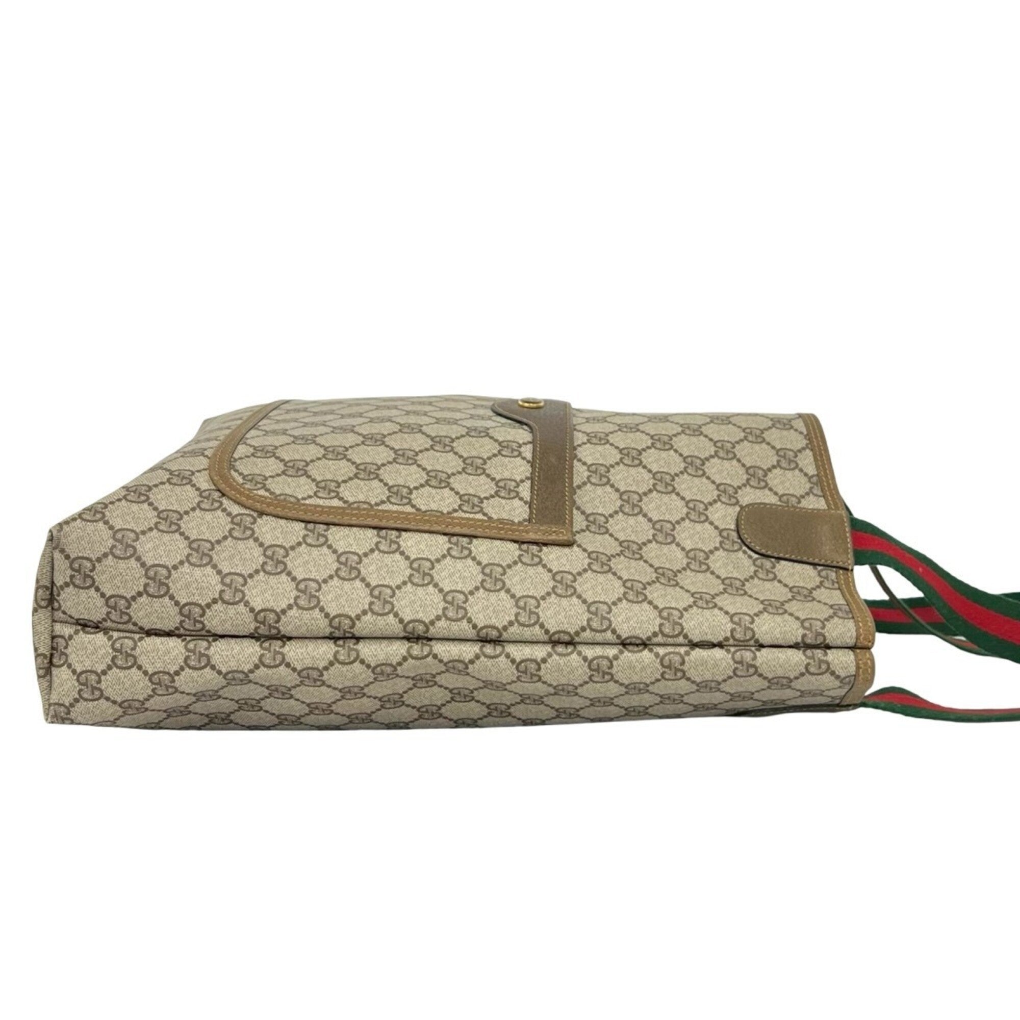Gucci Brown Green Red Color Pvc Leather Handbag Tote Bag (Pre-Owned)