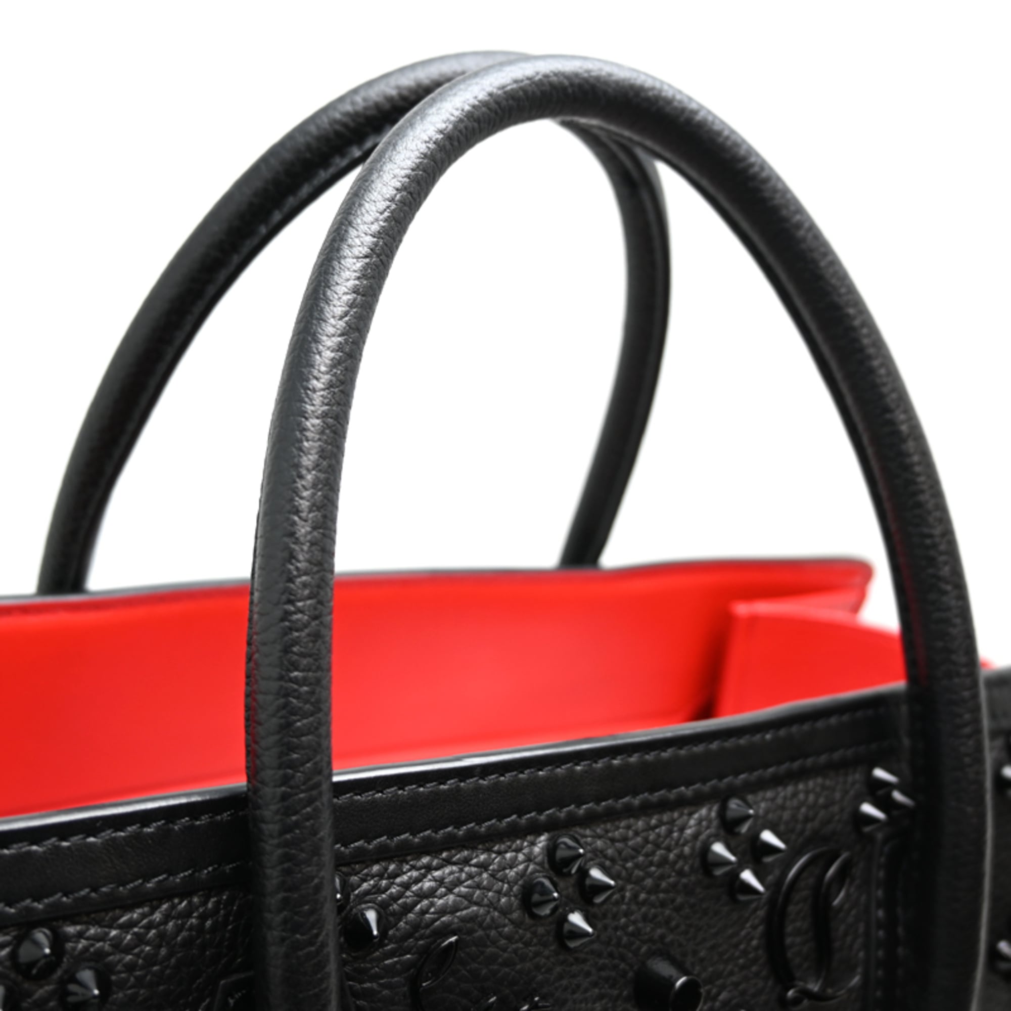 Christian Louboutin Black Red Color Leather Tote Bag (Pre-Owned)