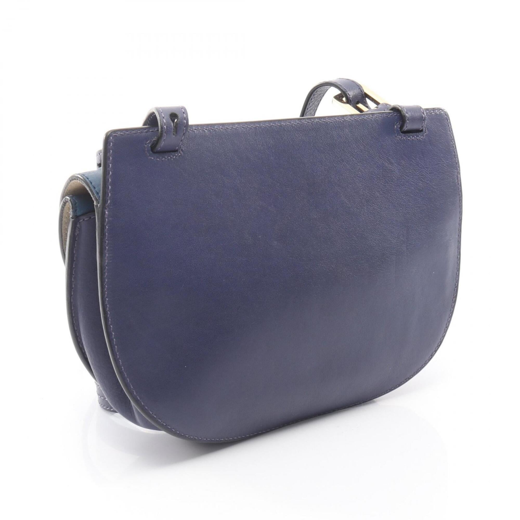 Chloé Blue Navy Leather Handbag Shoulder Bag (Pre-Owned)