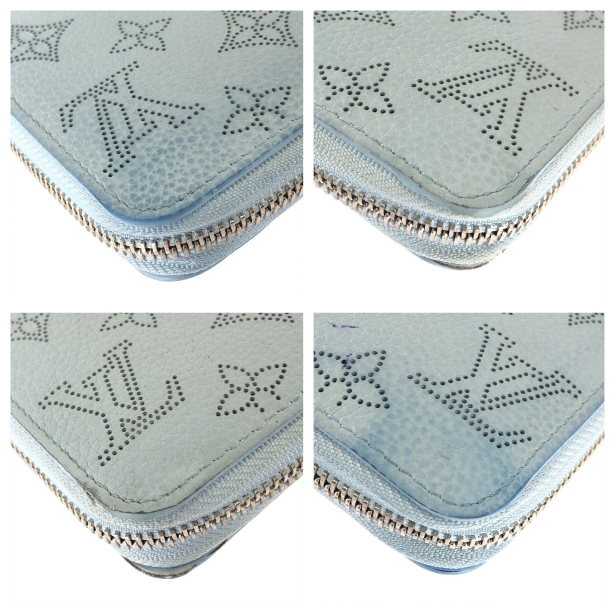 Louis Vuitton Light Blue Leather Long Wallet (Bi-Fold) (Pre-Owned)