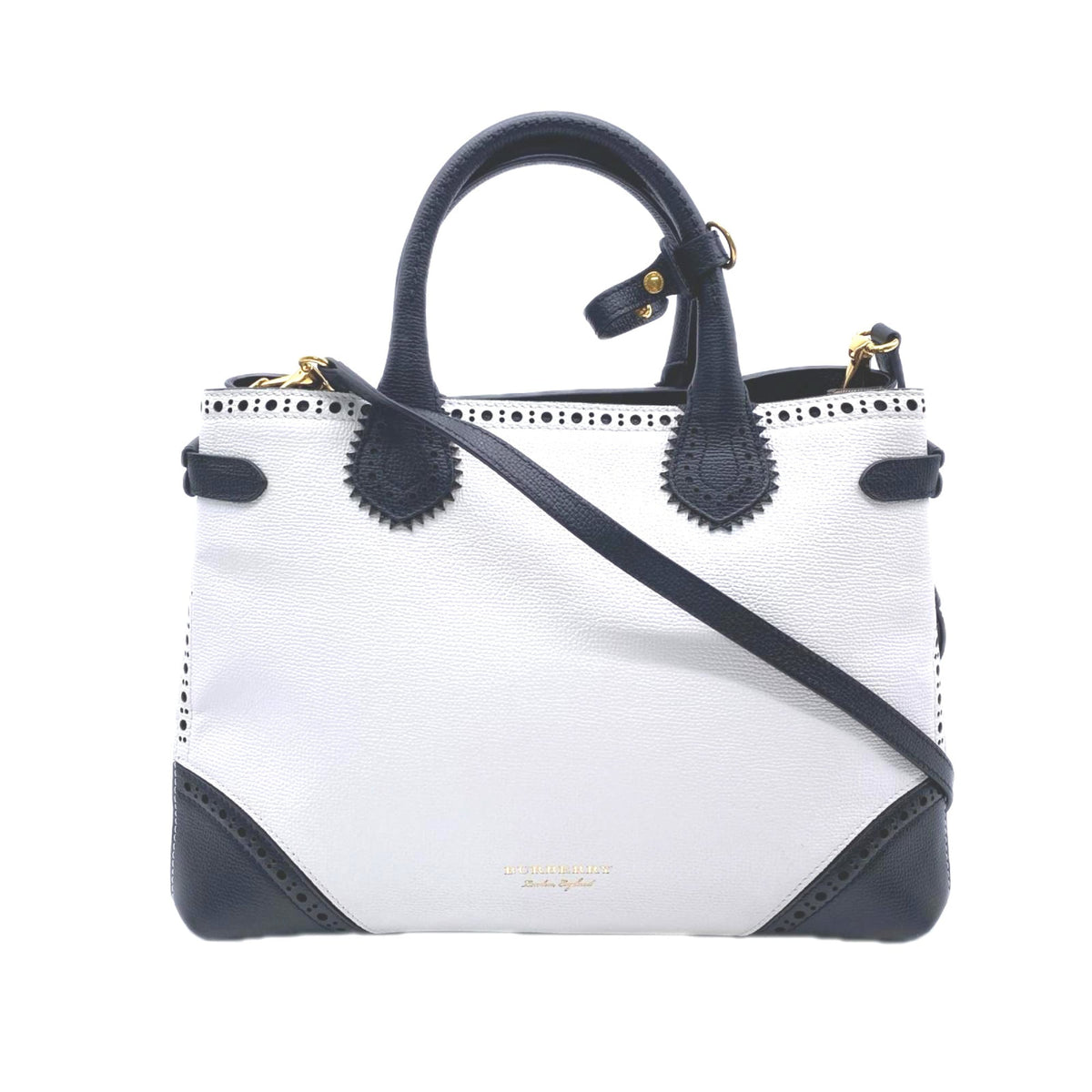 Burberry Black White Handbag Shoulder Bag (Pre-Owned)