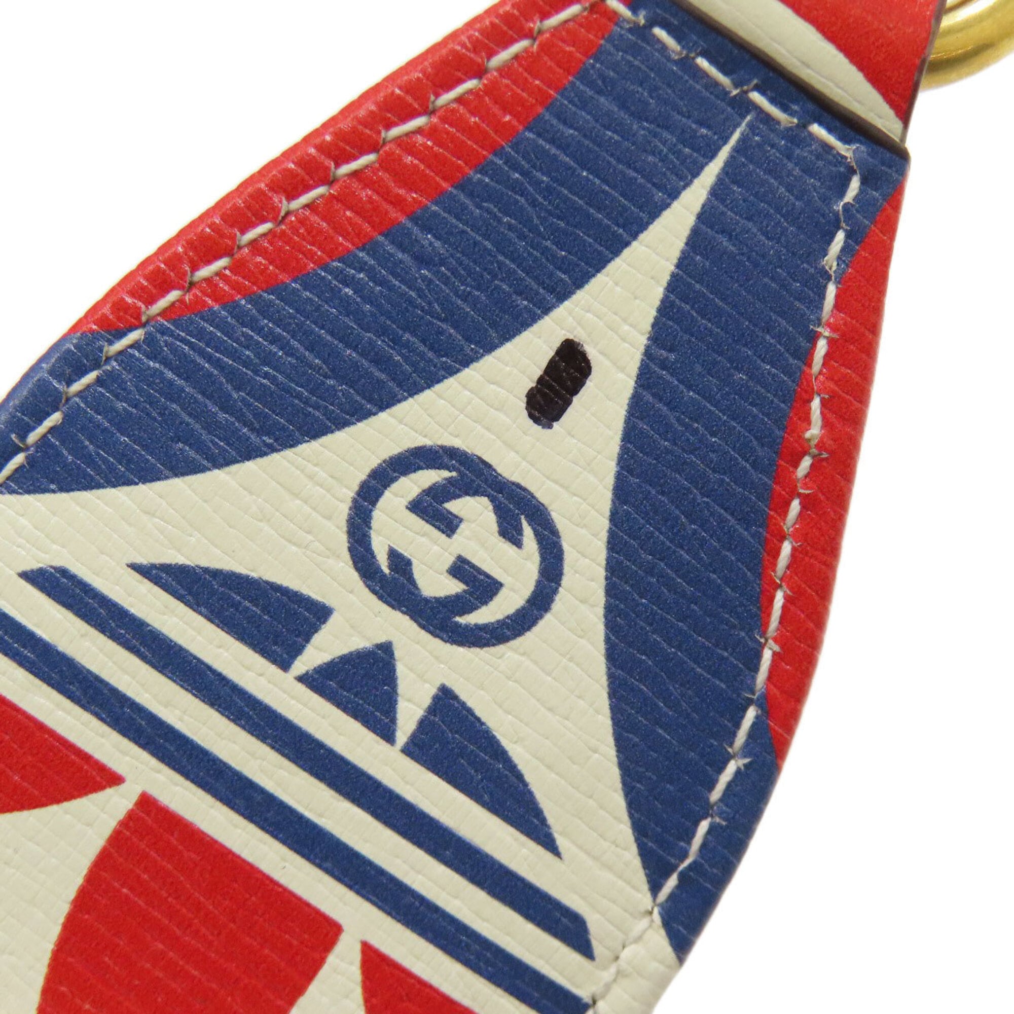 Gucci Blue Red Color White Leather Handbag (Pre-Owned)