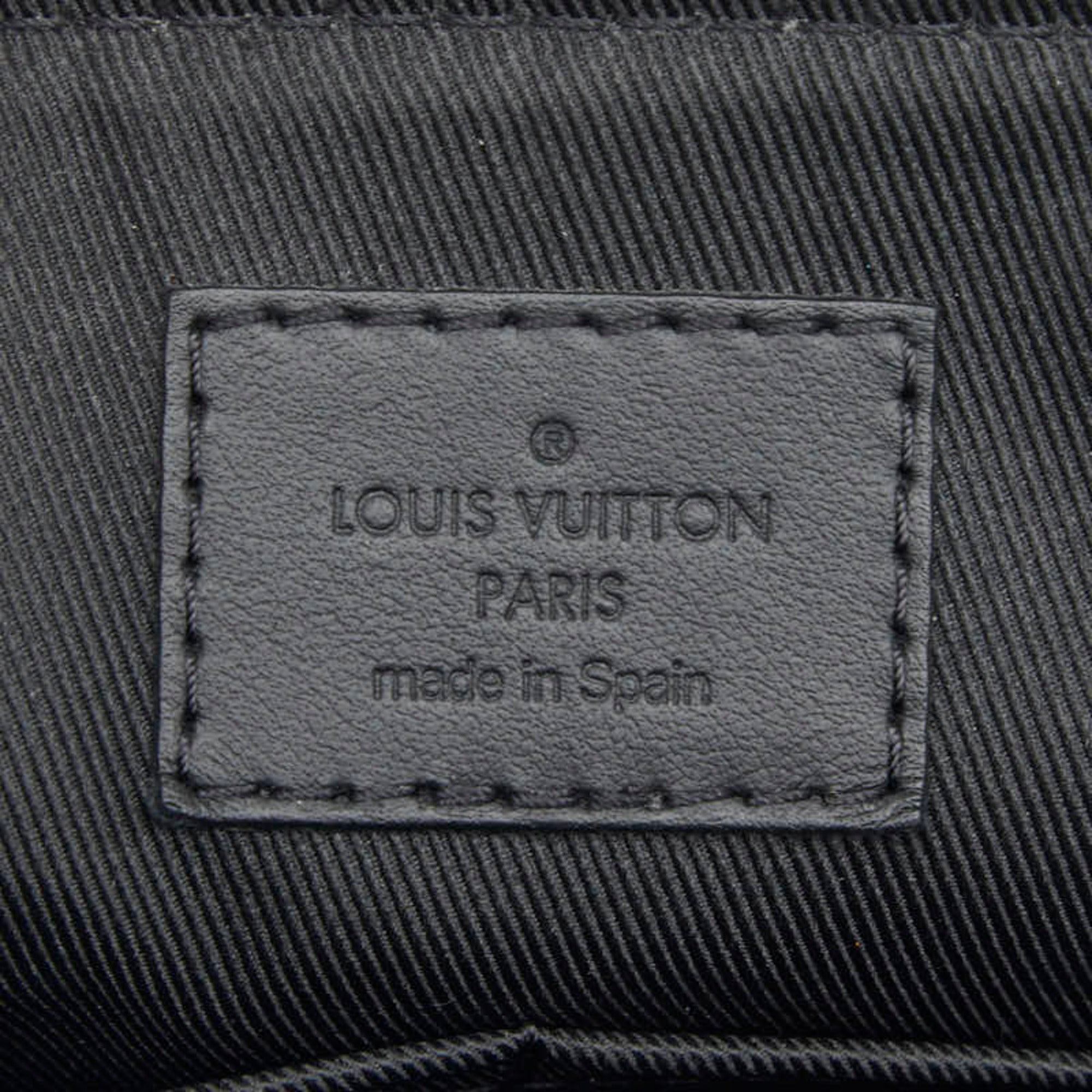 Louis Vuitton Black Leather Messenger Bag Shoulder Bag (Pre-Owned)