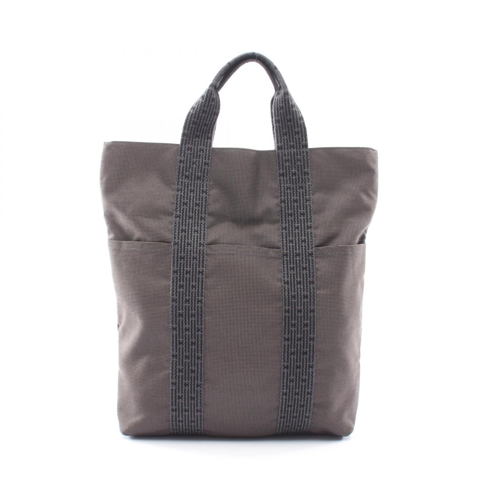 Hermes Gray Nylon Canvas Handbag Tote Bag (Pre-Owned)