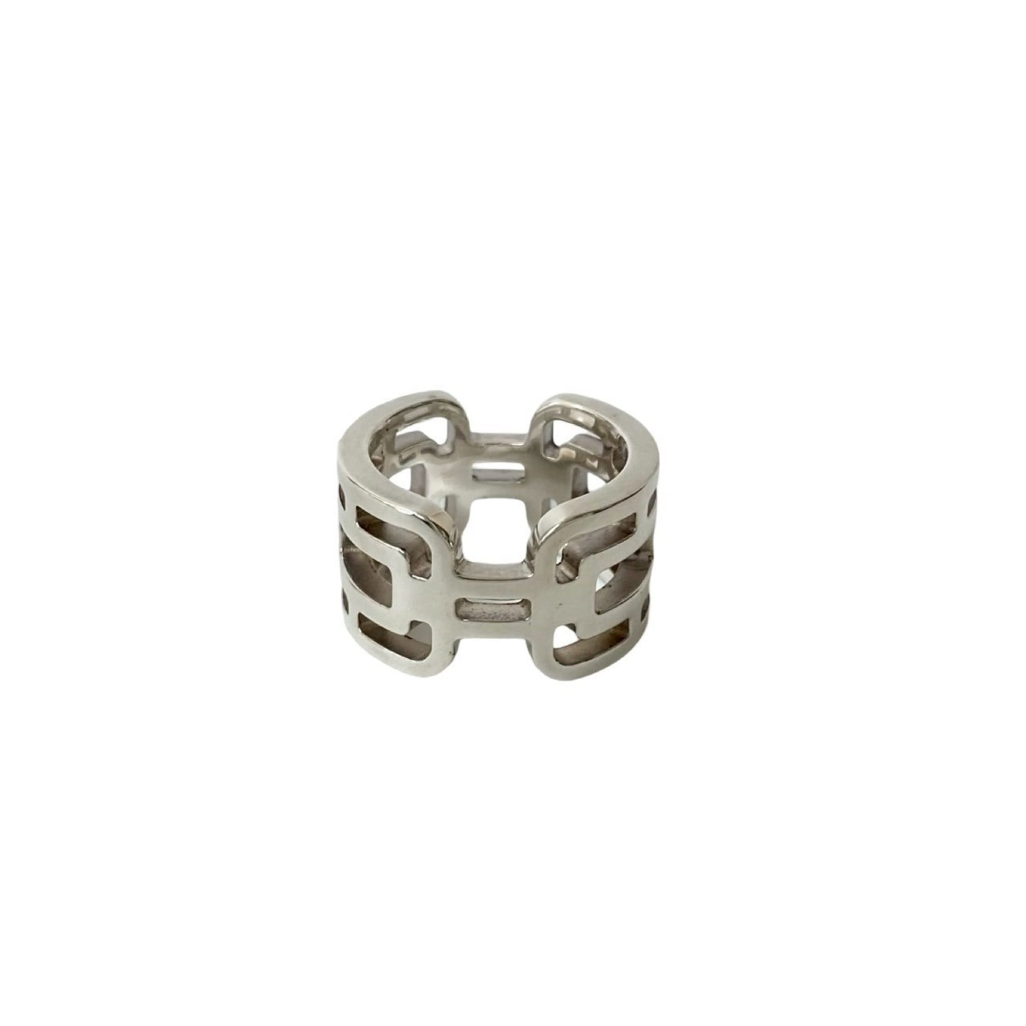 Hermes Silver Silver 925 Band Ring (Pre-Owned)