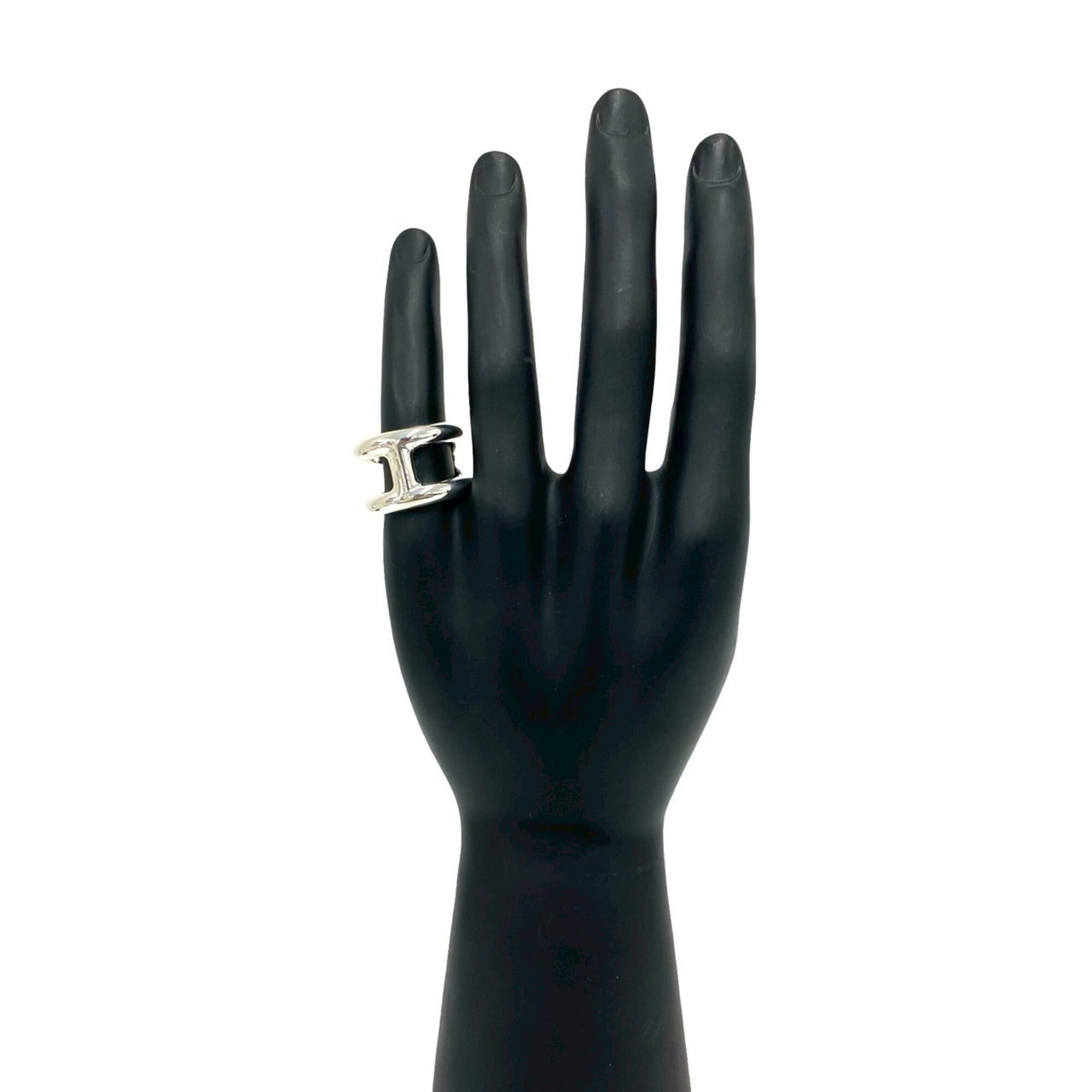 Hermes Silver Silver 925 Band Ring (Pre-Owned)