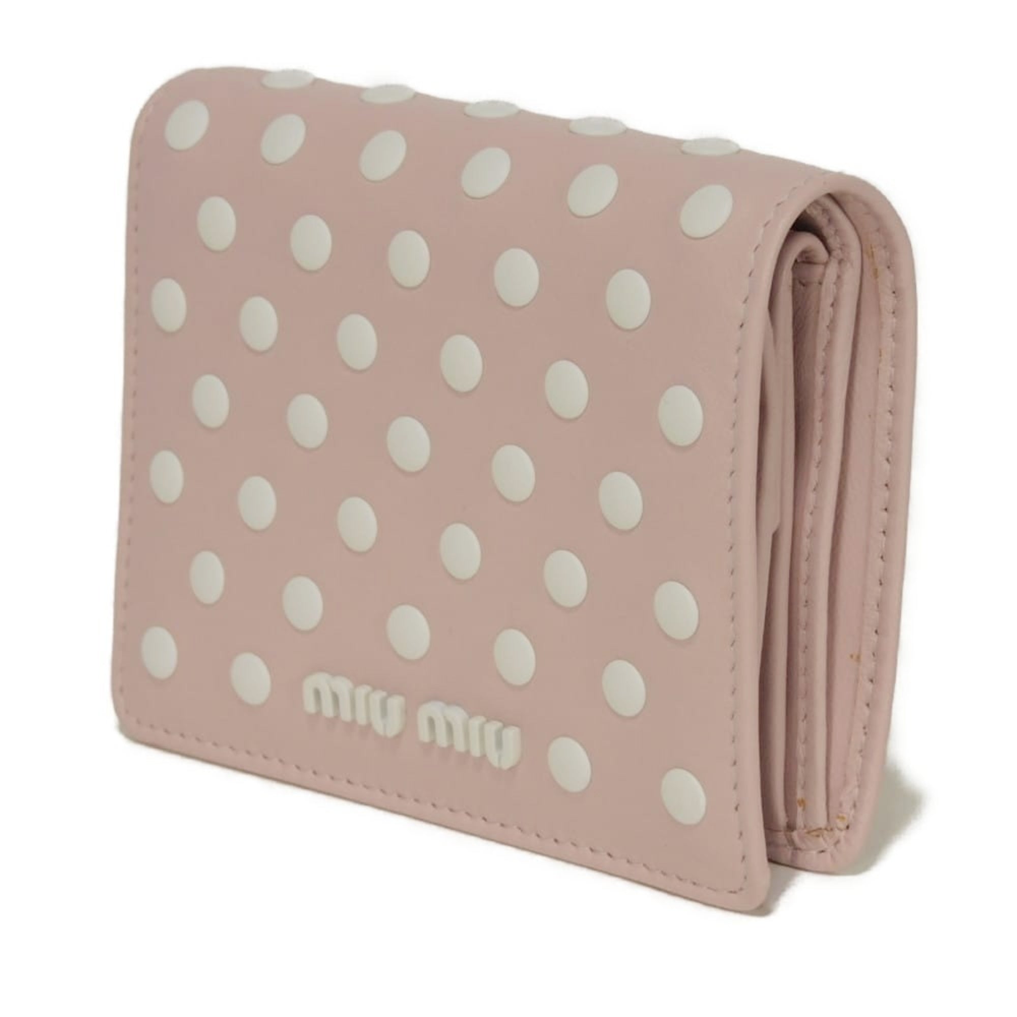 Miu Miu Pink White Leather Wallet (Bi-Fold) (Pre-Owned)