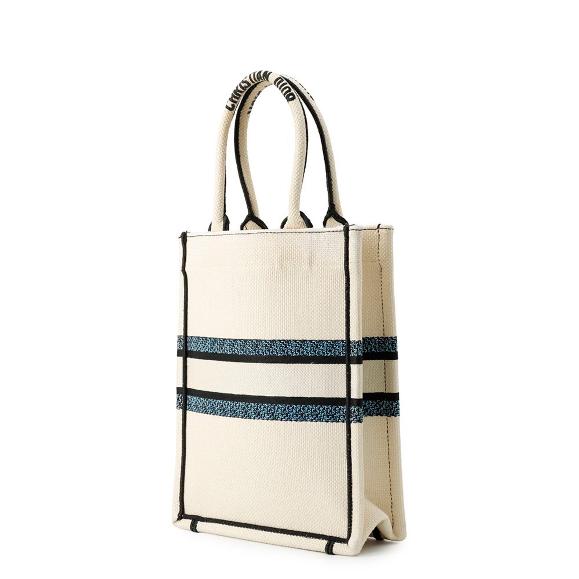 Christian Dior Black Blue White Canvas Handbag Tote Bag (Pre-Owned)