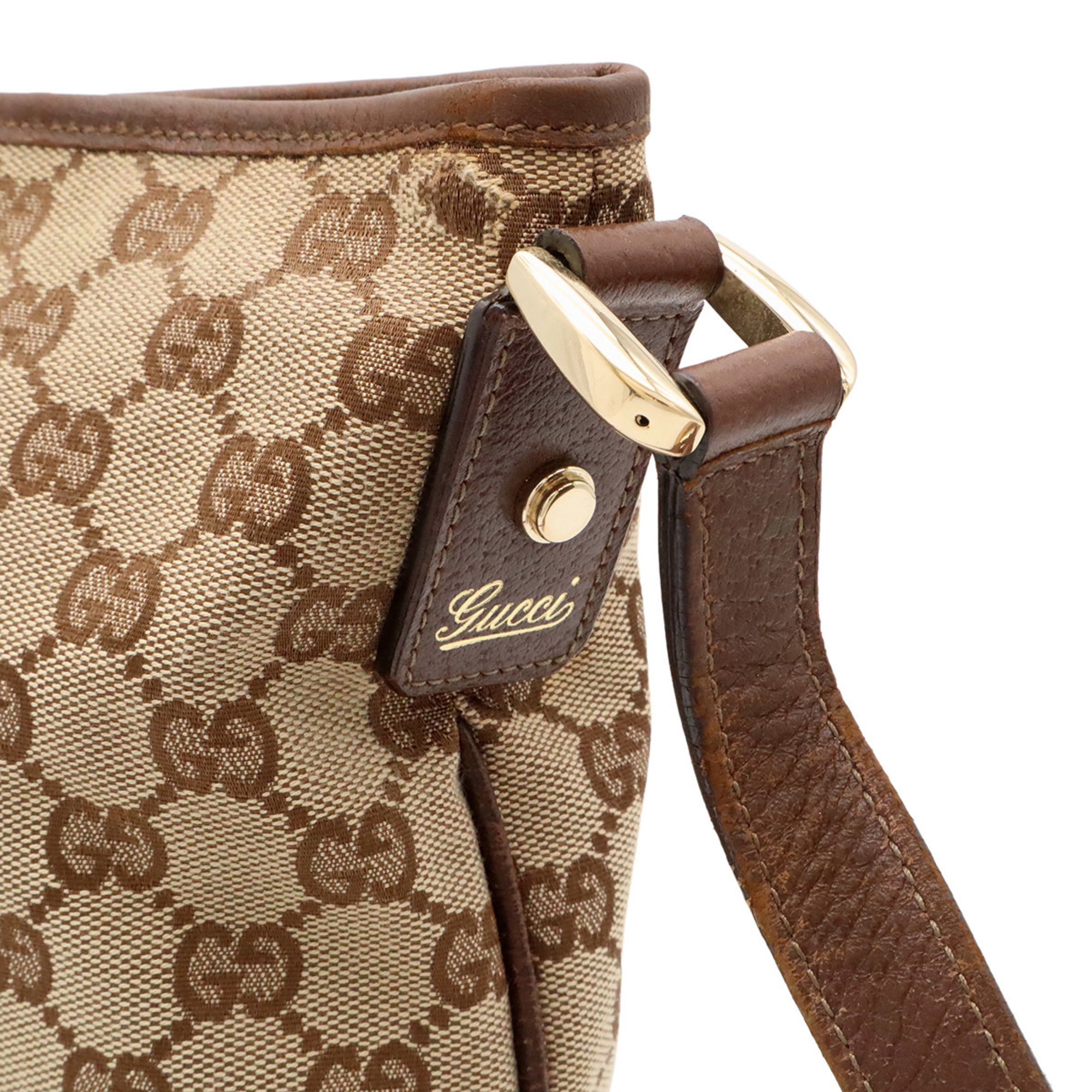 Gucci Beige Brown Brown Khaki Gg Canvas Shoulder Bag (Pre-Owned)