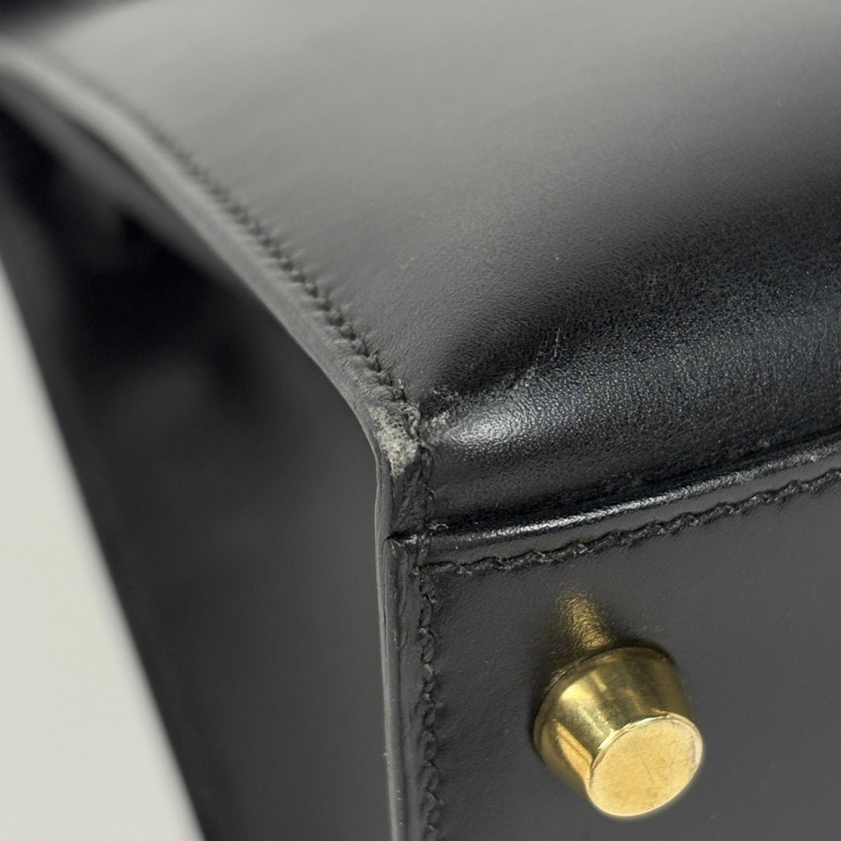 Hermes Black Box Calf Leather Handbag (Pre-Owned)